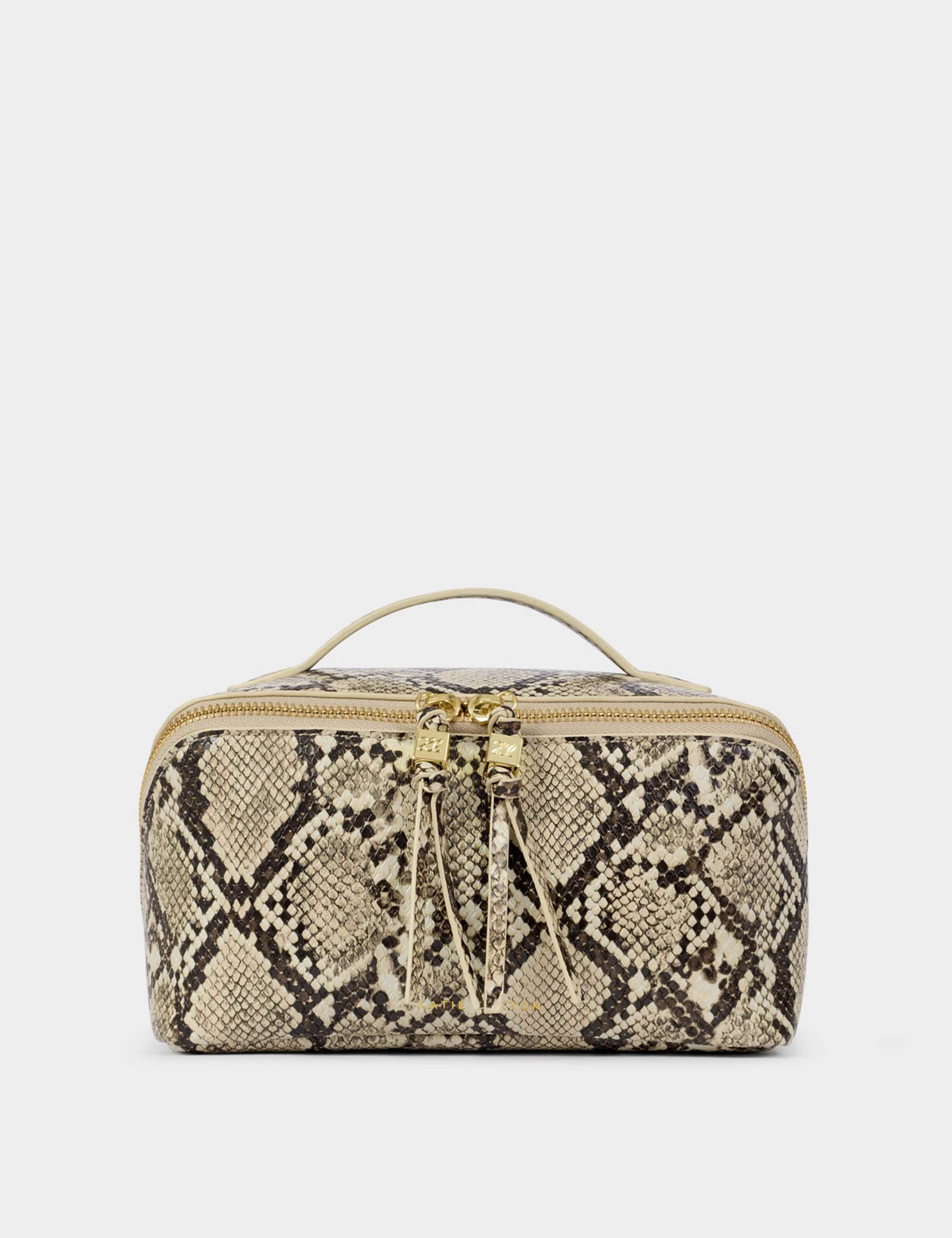 Faux Leather Snake Print Makeup Bag 2 of 4