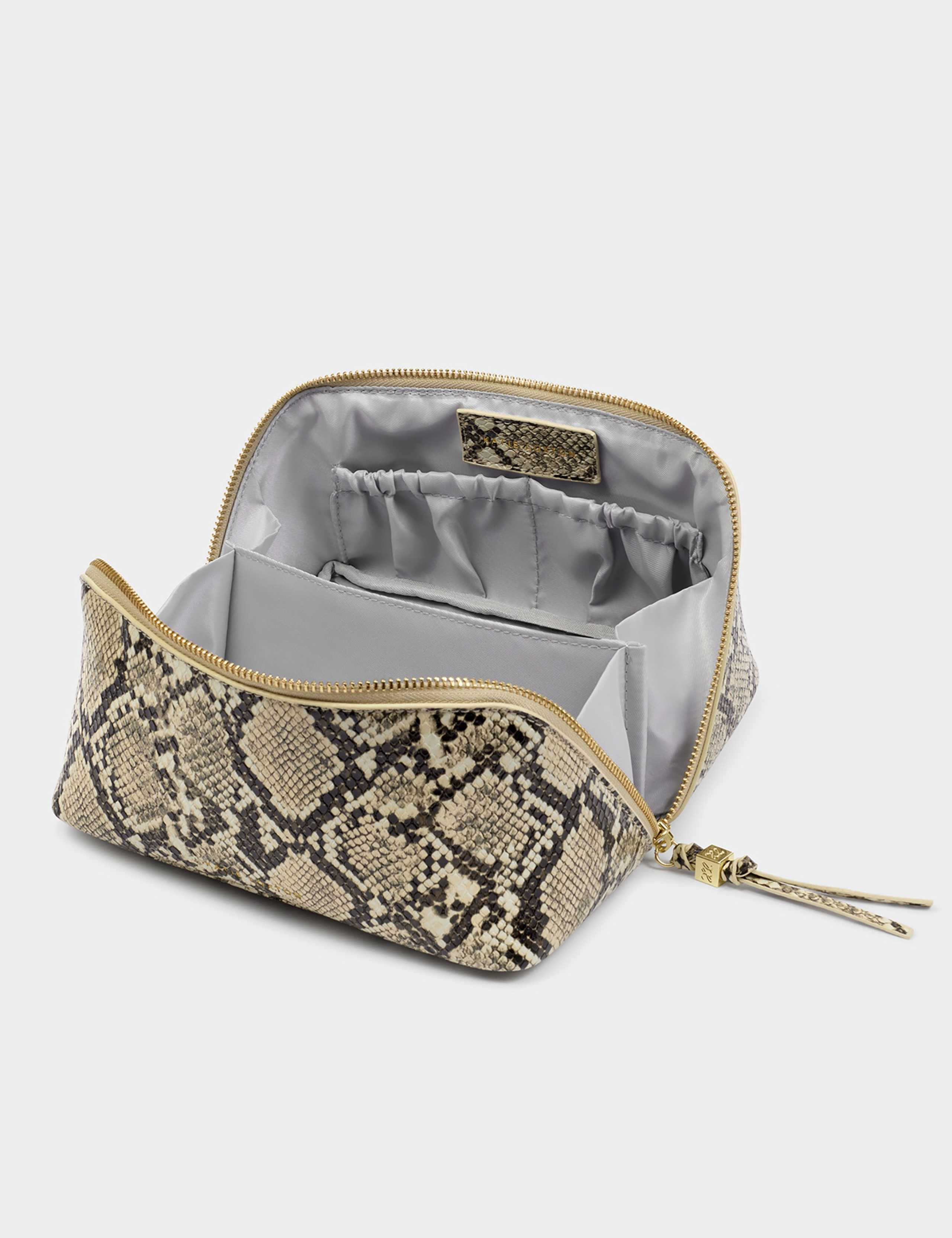 Faux Leather Snake Print Makeup Bag 3 of 4