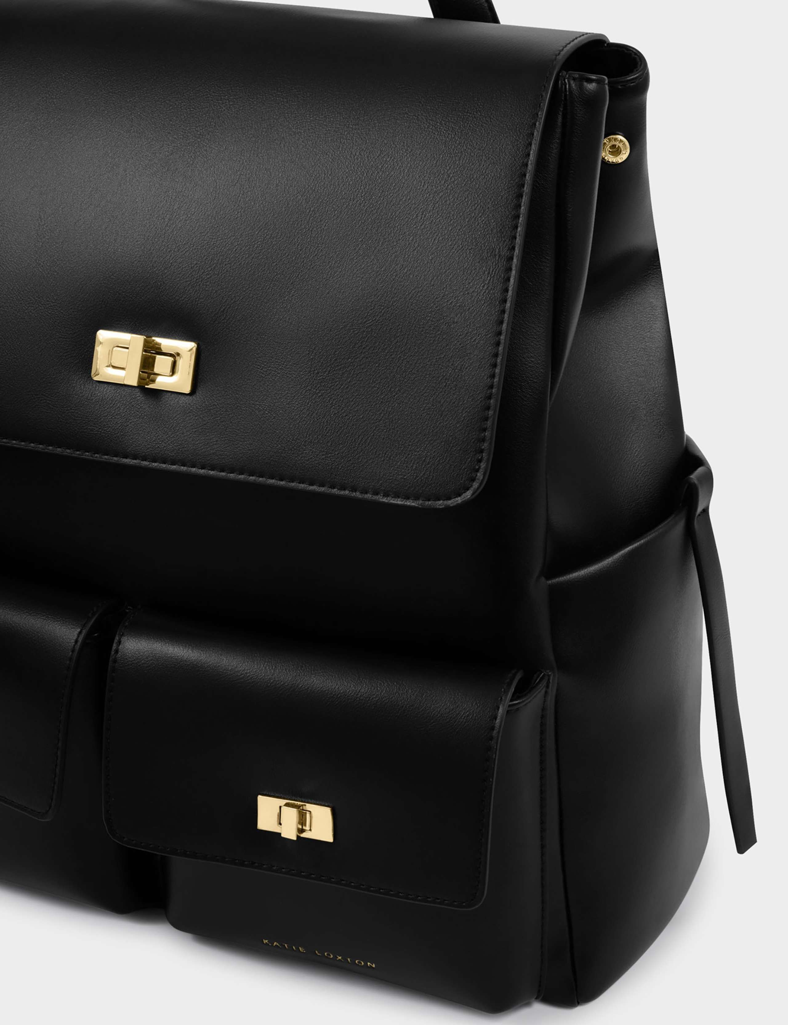 Faux Leather Twist Lock Work Backpack 3 of 6