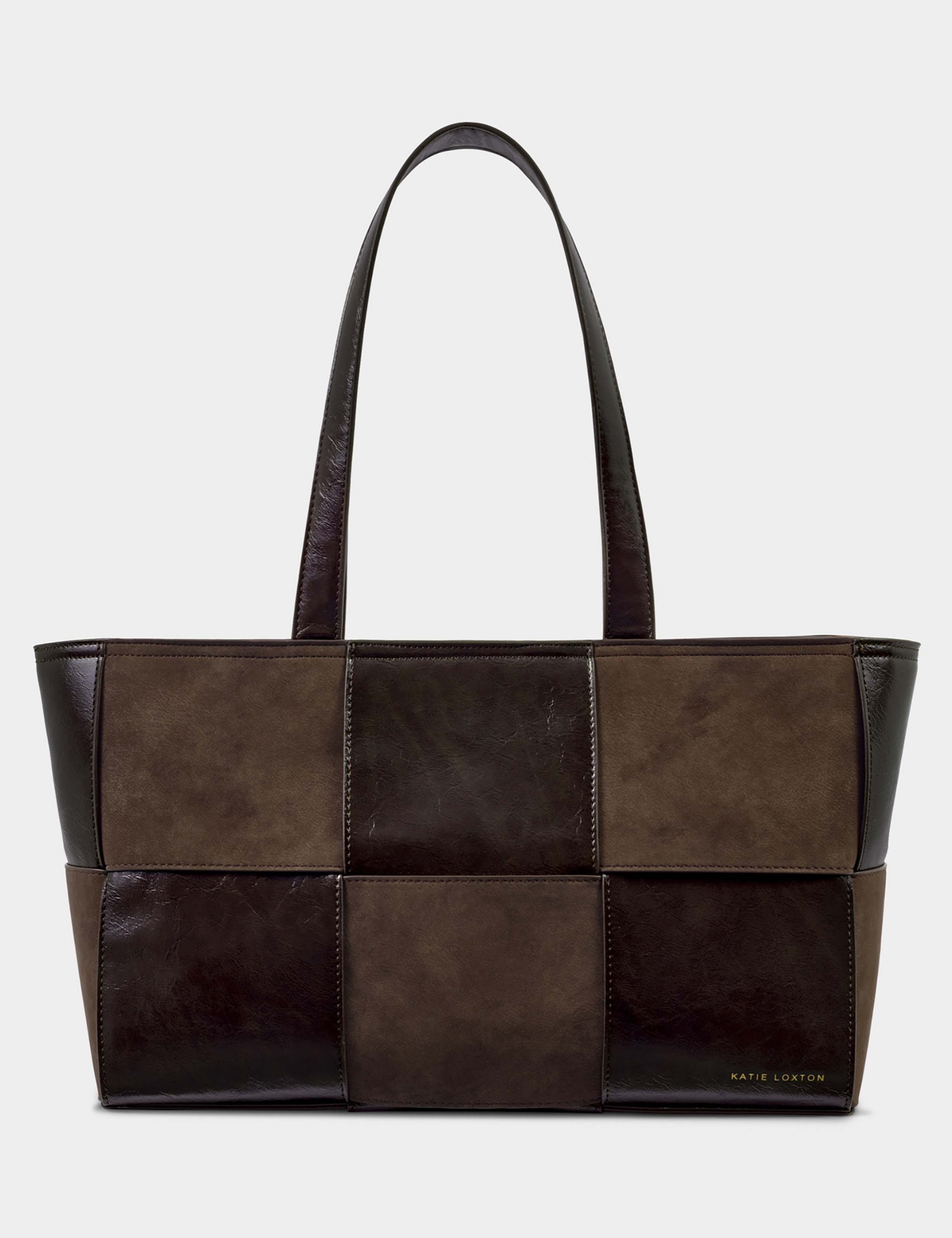 Faux Suede Faux Leather Woven Tote Bag 3 of 5