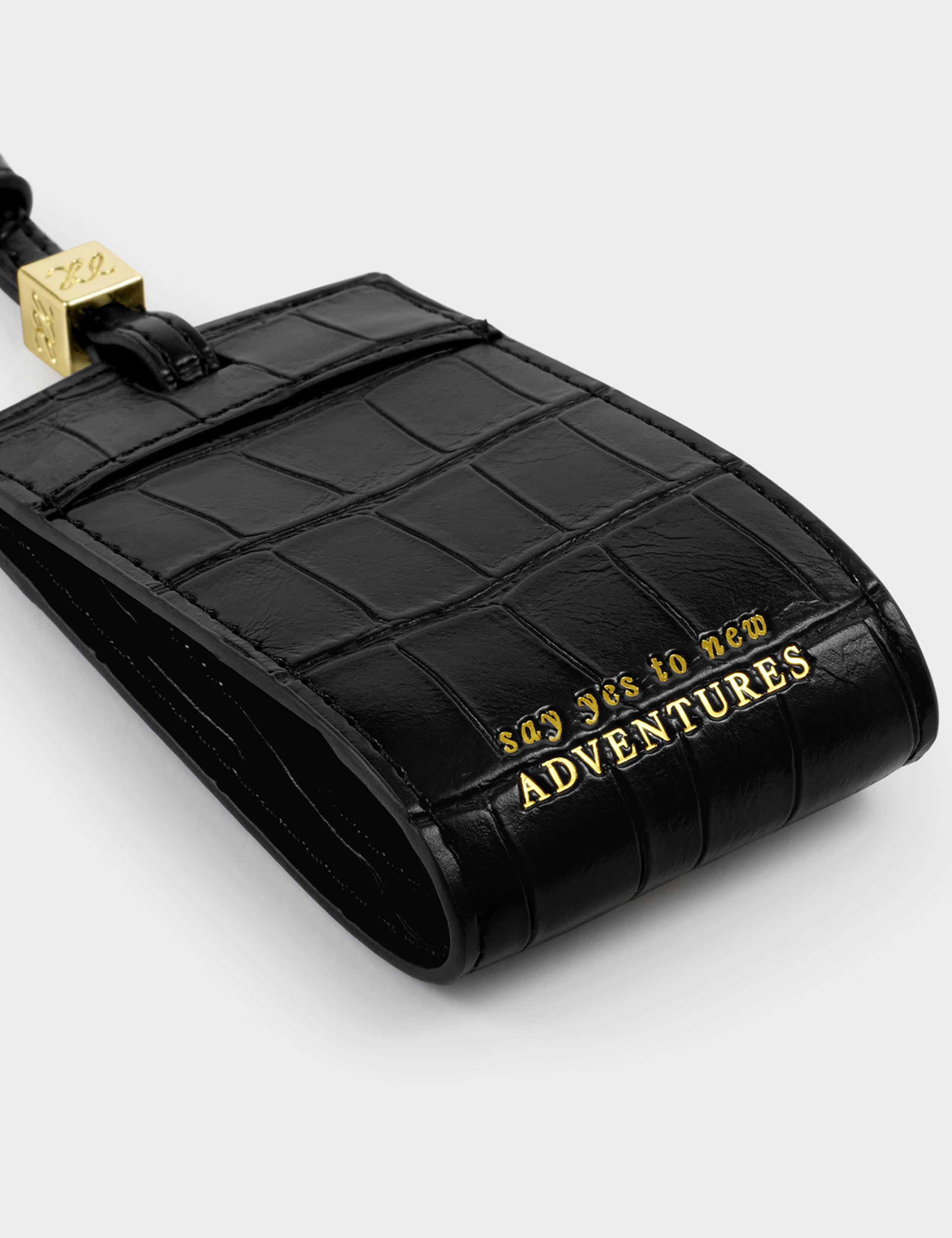 Faux Leather Croc Effect Slogan Luggage Tag 3 of 4