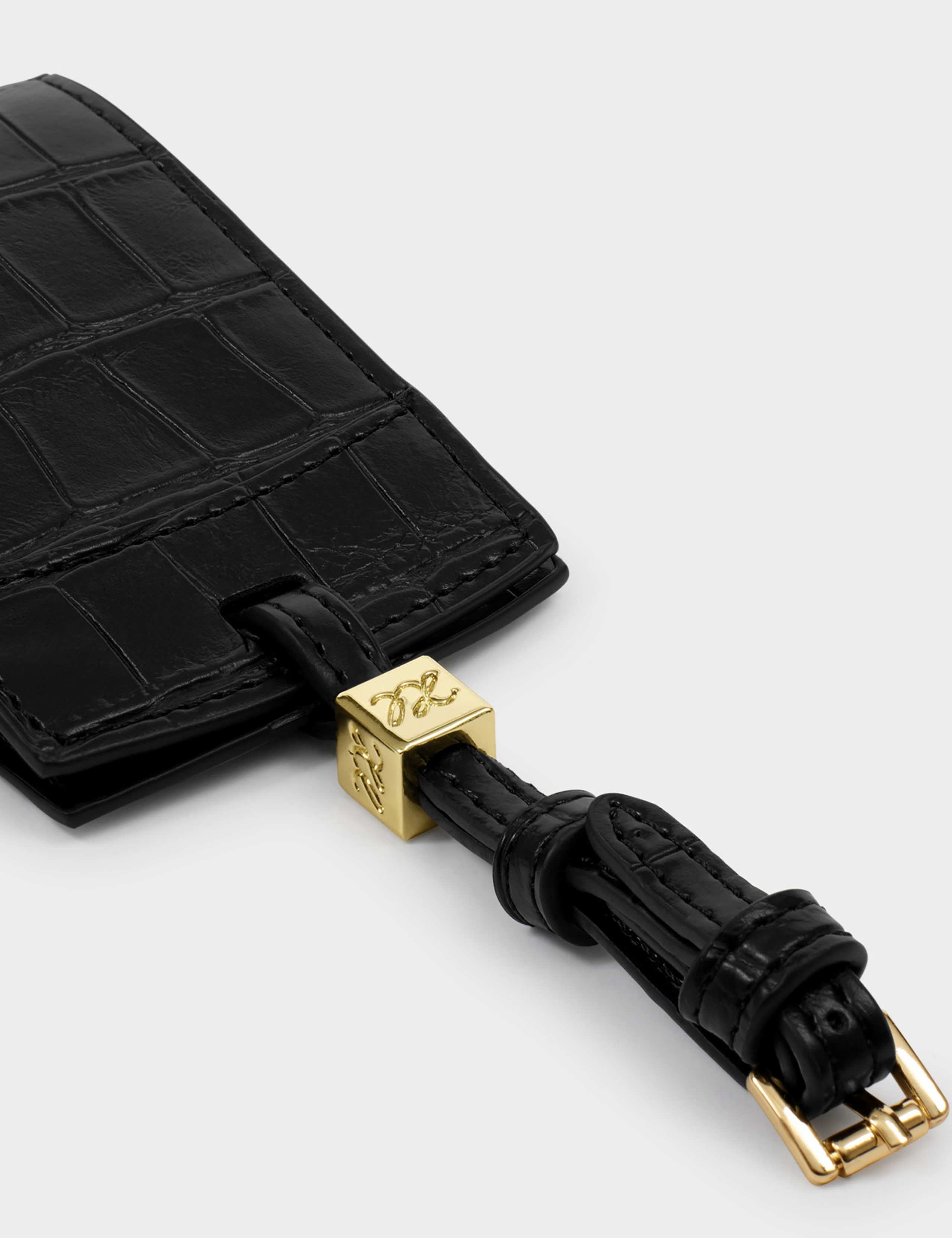 Faux Leather Croc Effect Slogan Luggage Tag 4 of 4