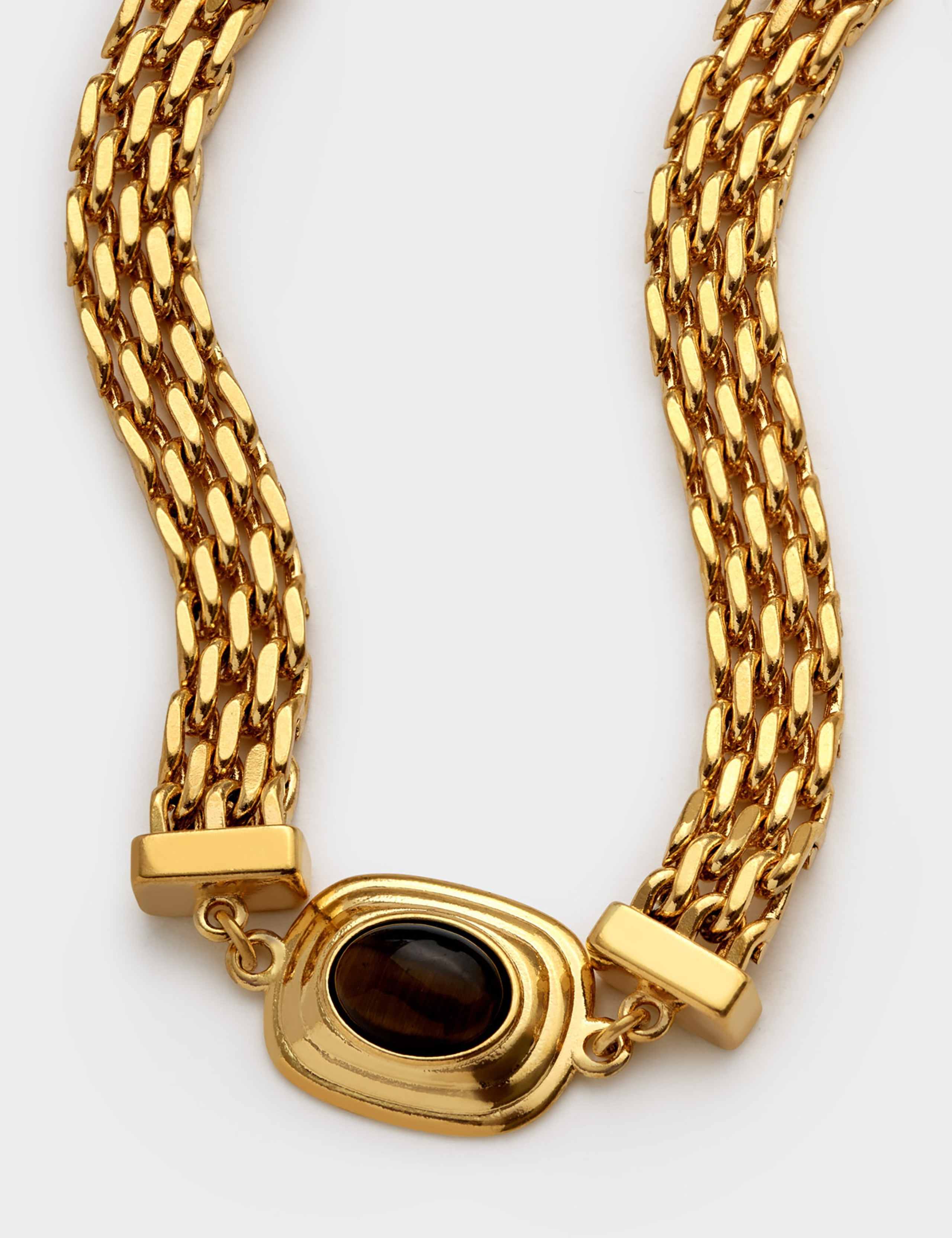 Gold-Plated Waterproof Tiger's Eye Bracelet 3 of 4