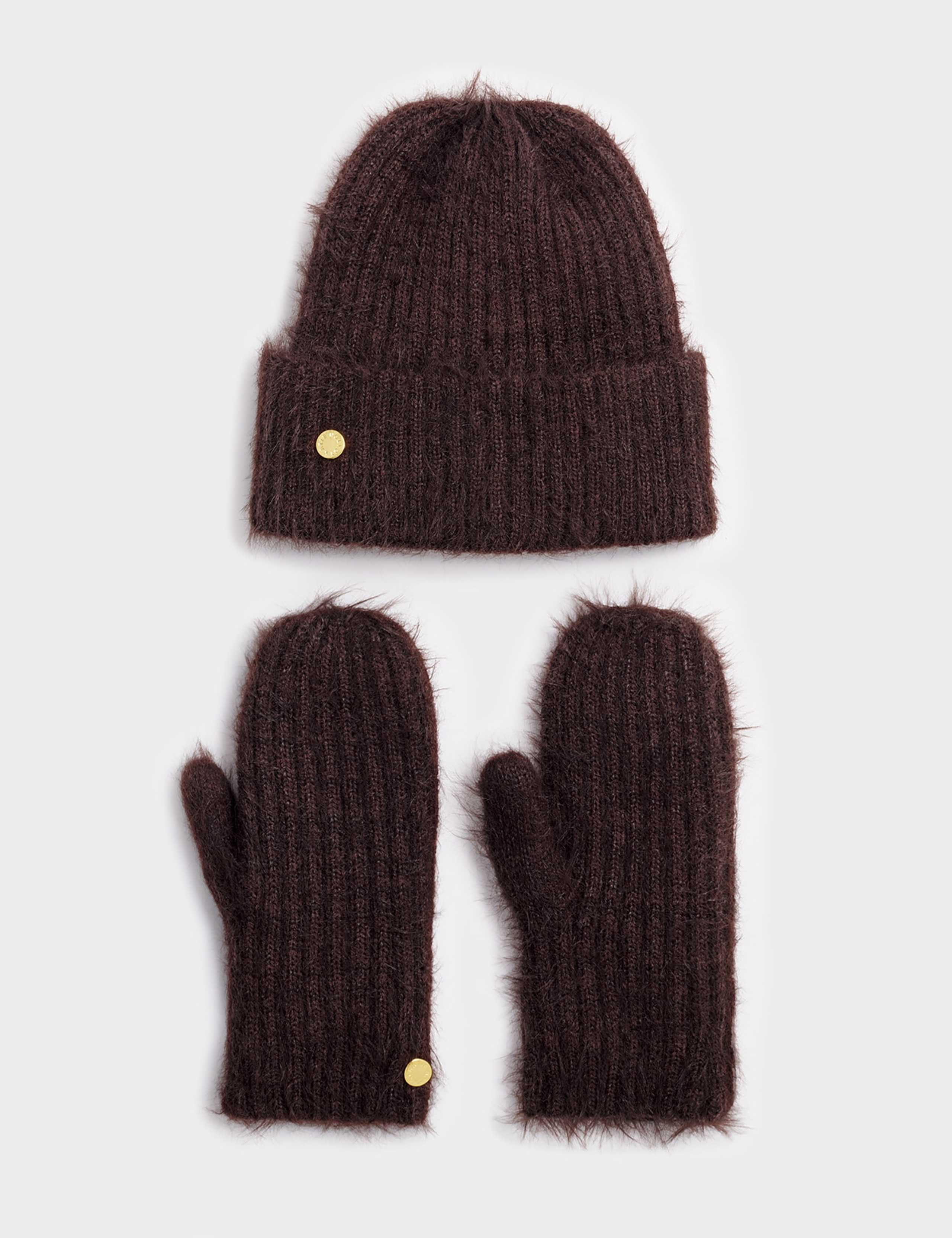 Fluffy Rib Hat & Mittens Gift Set 2 of 5