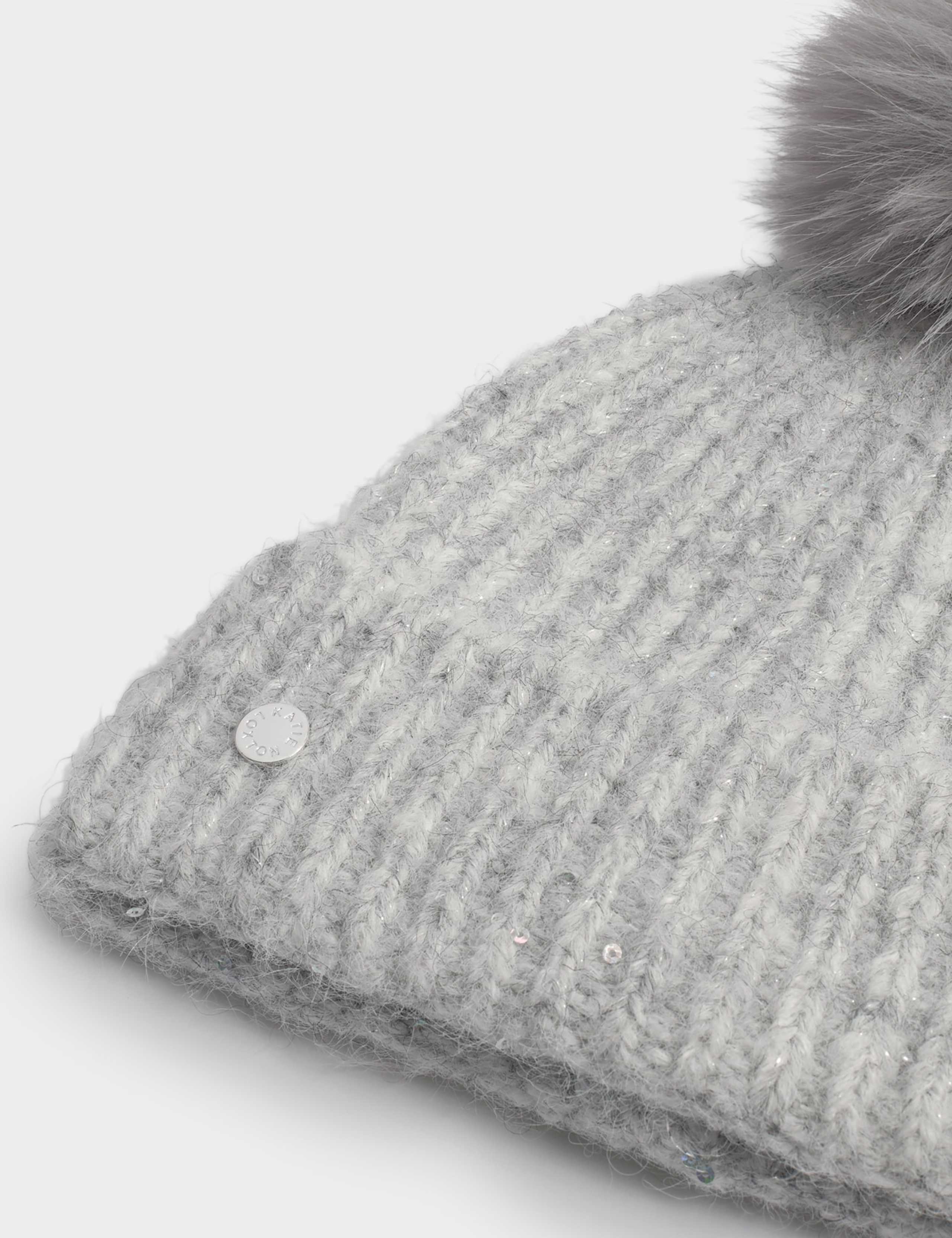 Knitted Sequin Beanie Hat with Wool 4 of 5