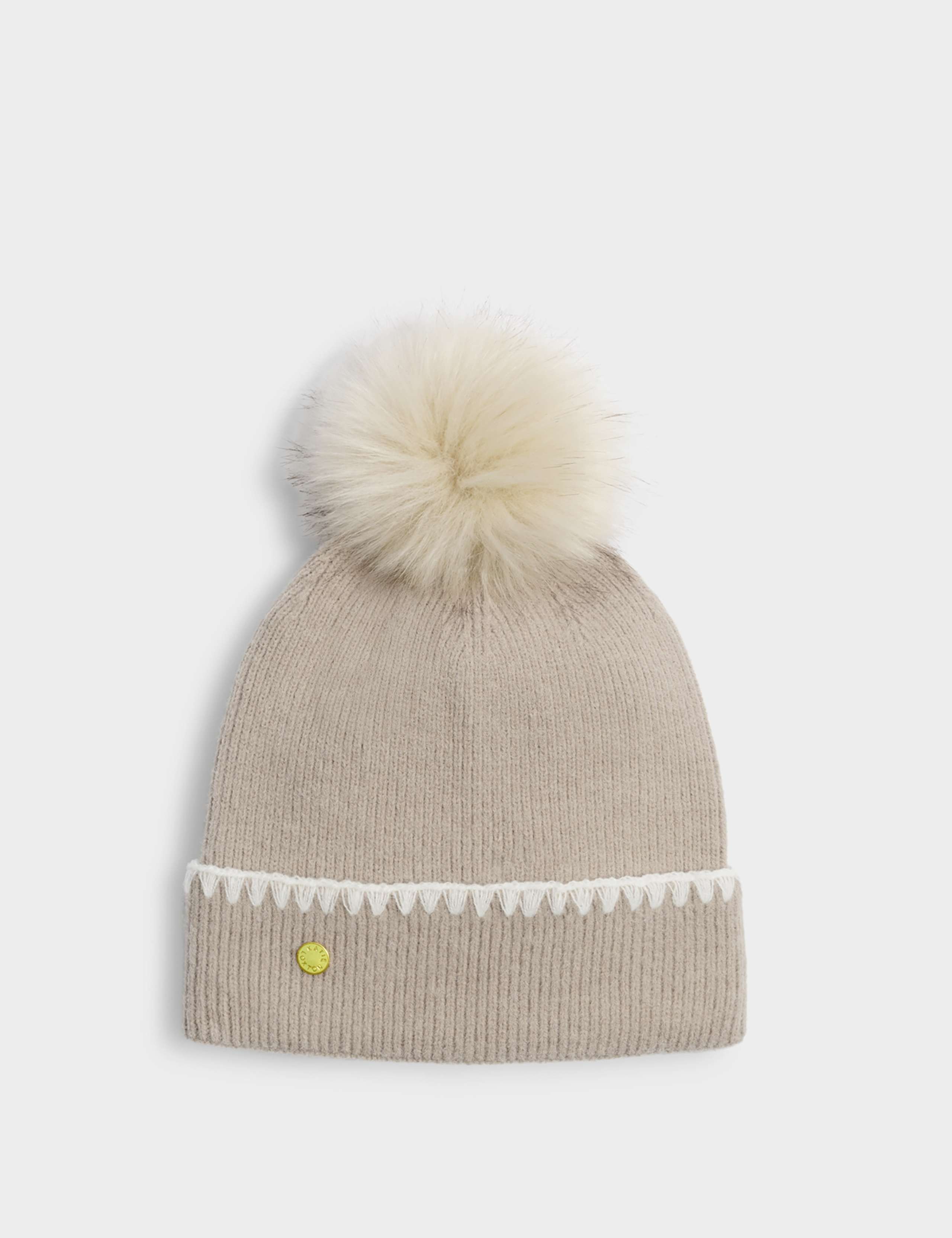 Knitted Faux Fur Pom Beanie Hat 2 of 4