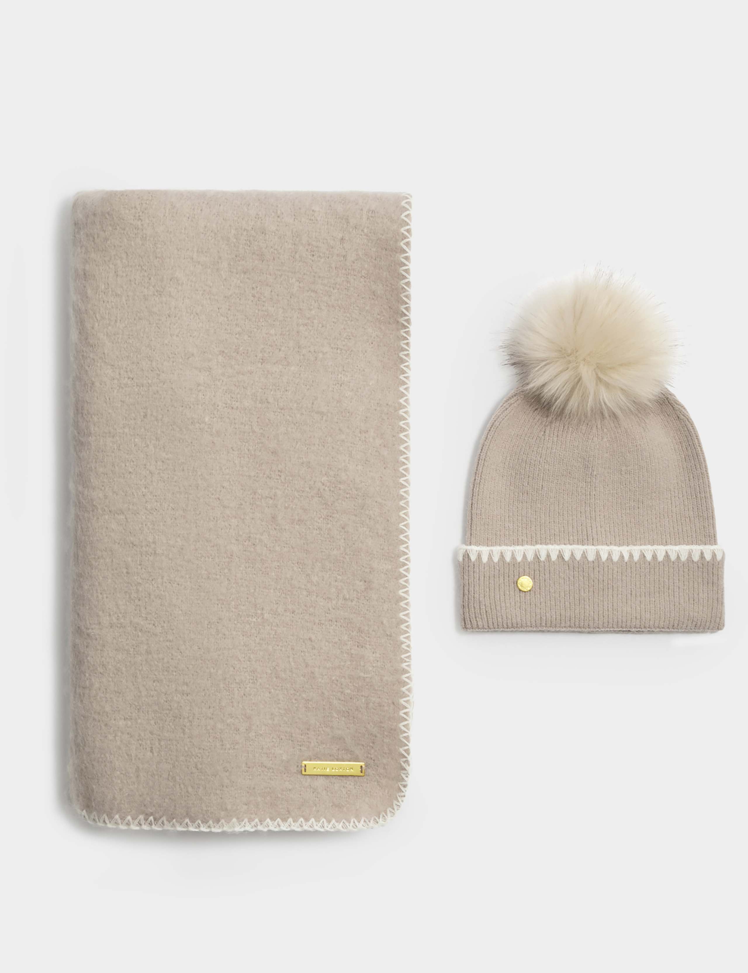 Knitted Faux Fur Pom Beanie Hat 3 of 4