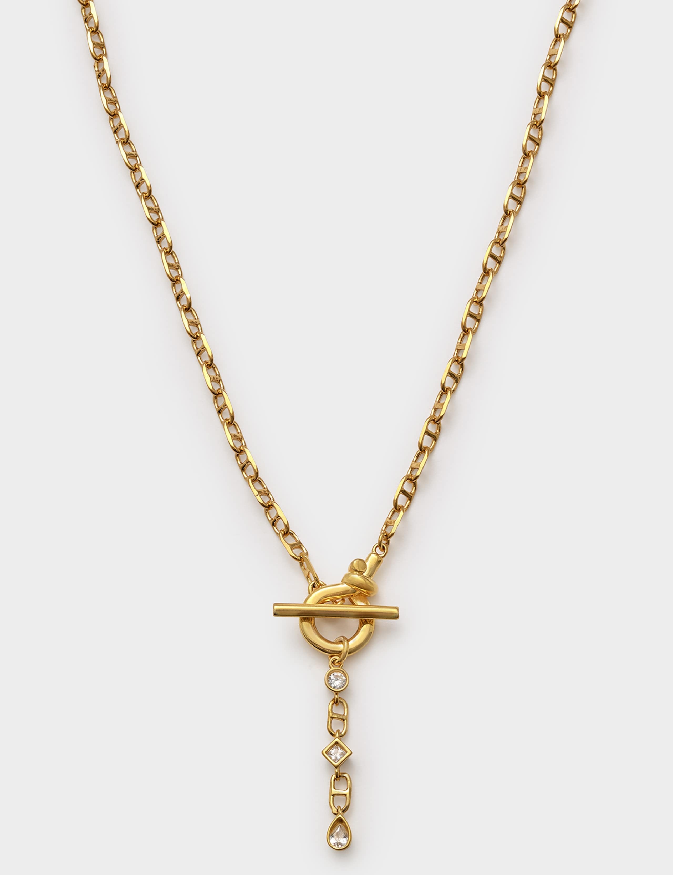 Gold Coated Link T-Bar Chain Necklace 2 of 4