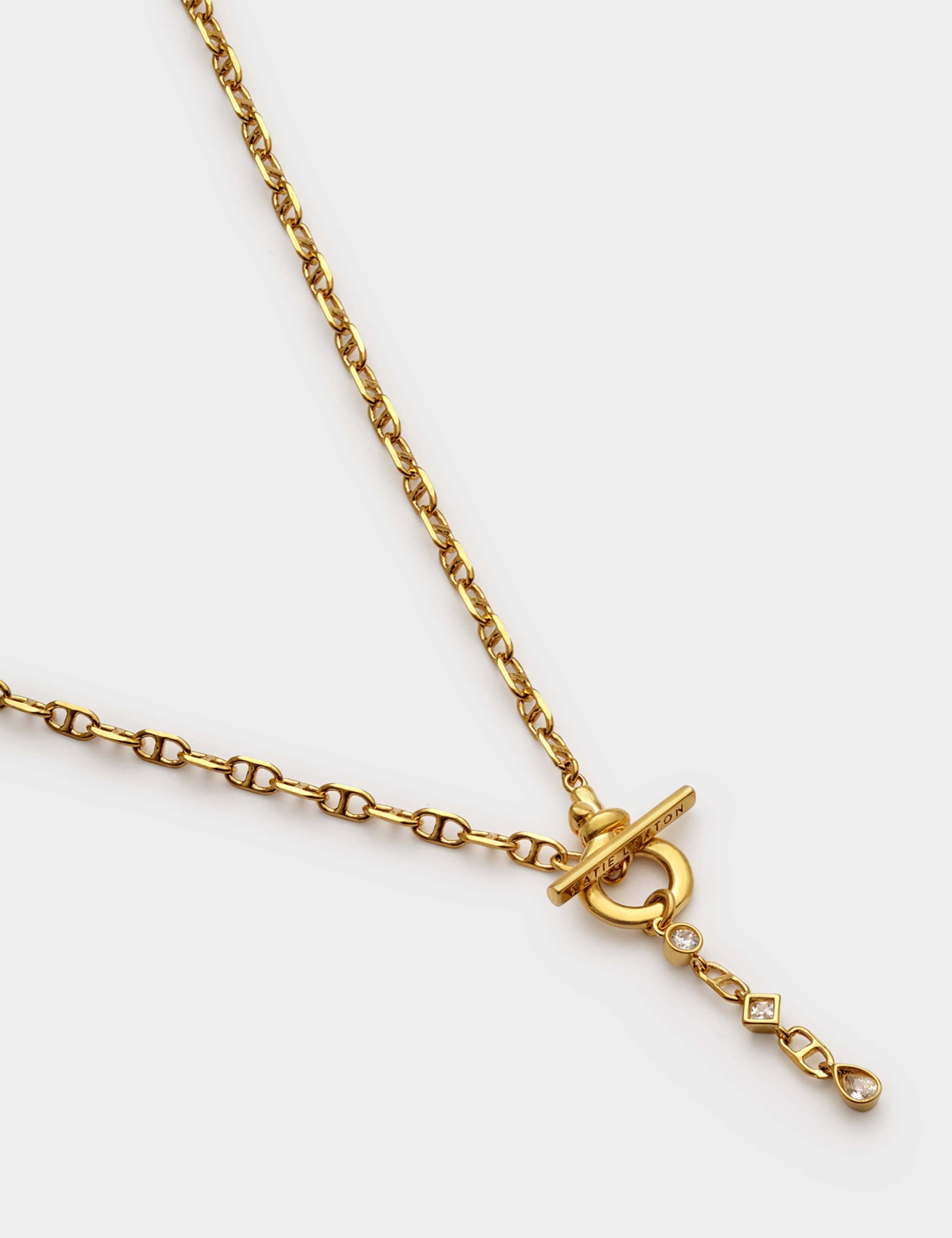Gold Coated Link T-Bar Chain Necklace 3 of 4