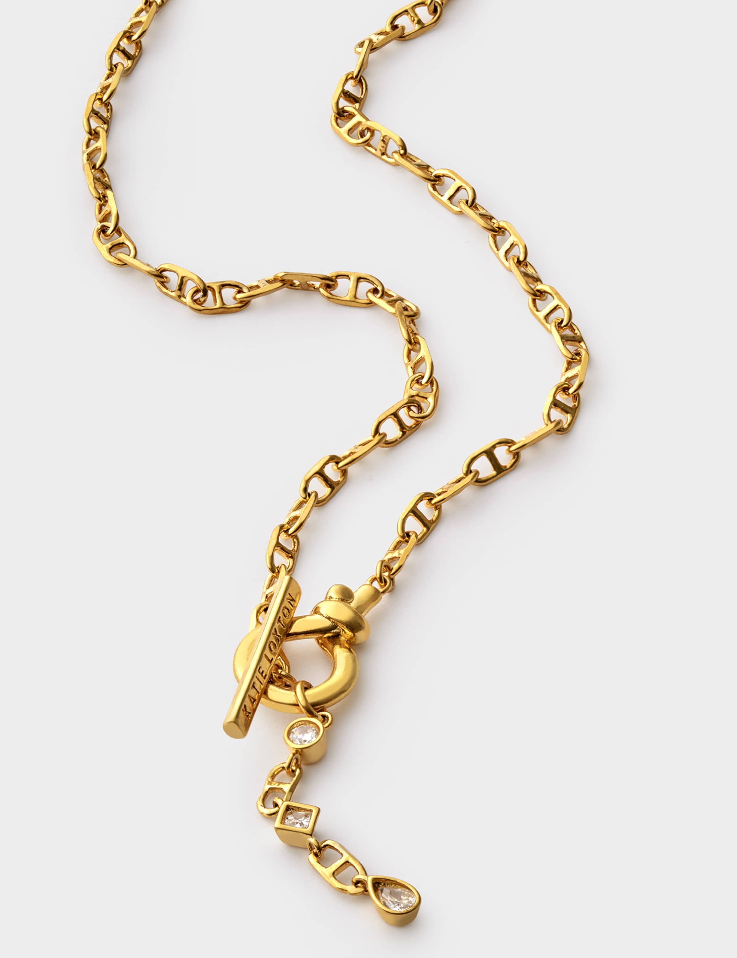 Gold Coated Link T-Bar Chain Necklace 4 of 4