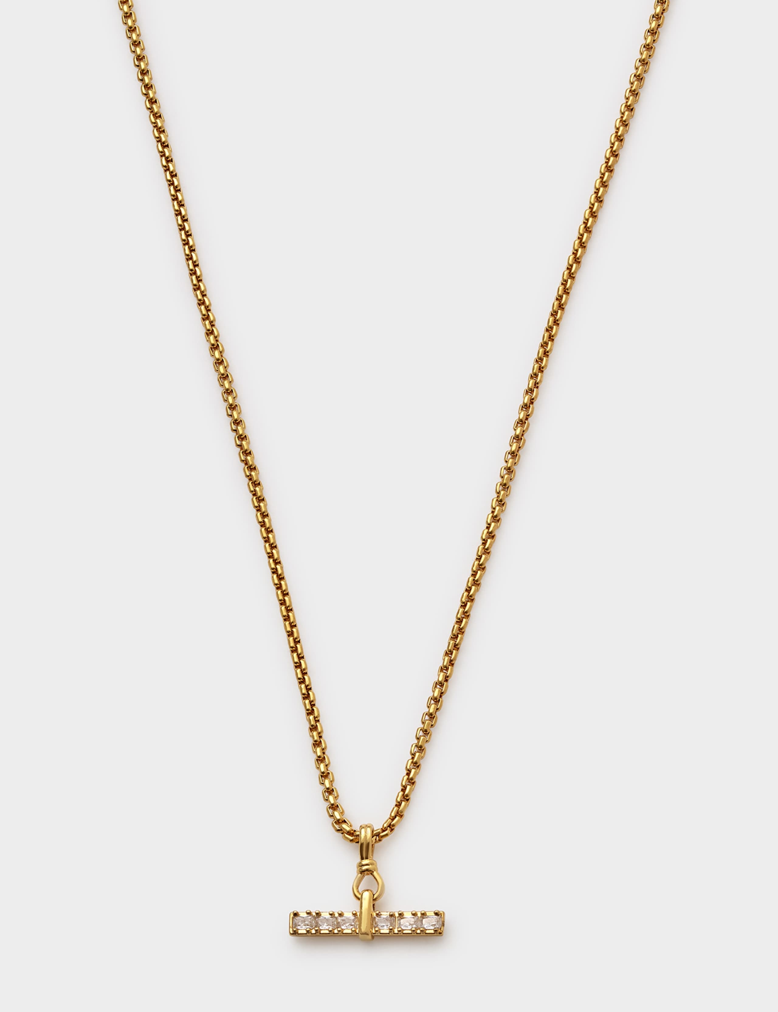 Gold Plated T-Bar Necklace 2 of 4