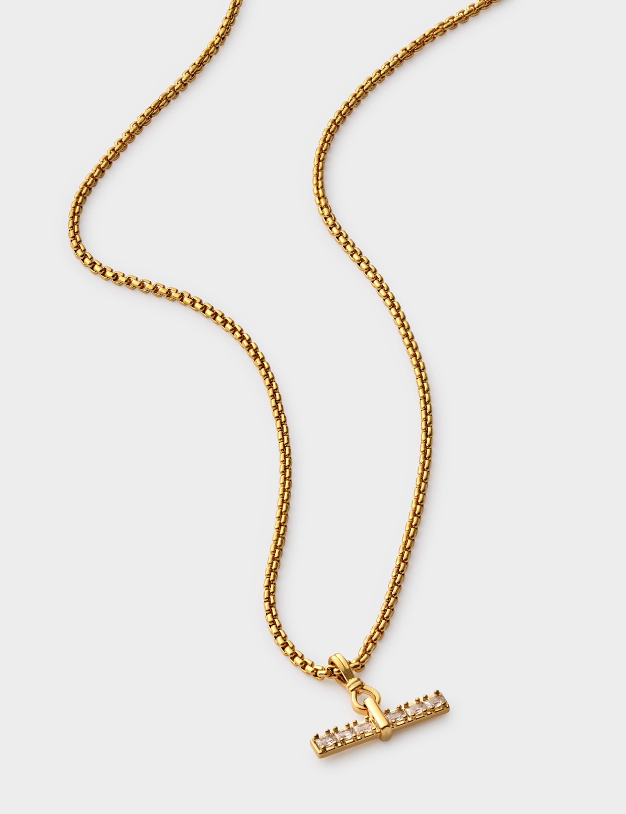 Gold Plated T-Bar Necklace 4 of 4