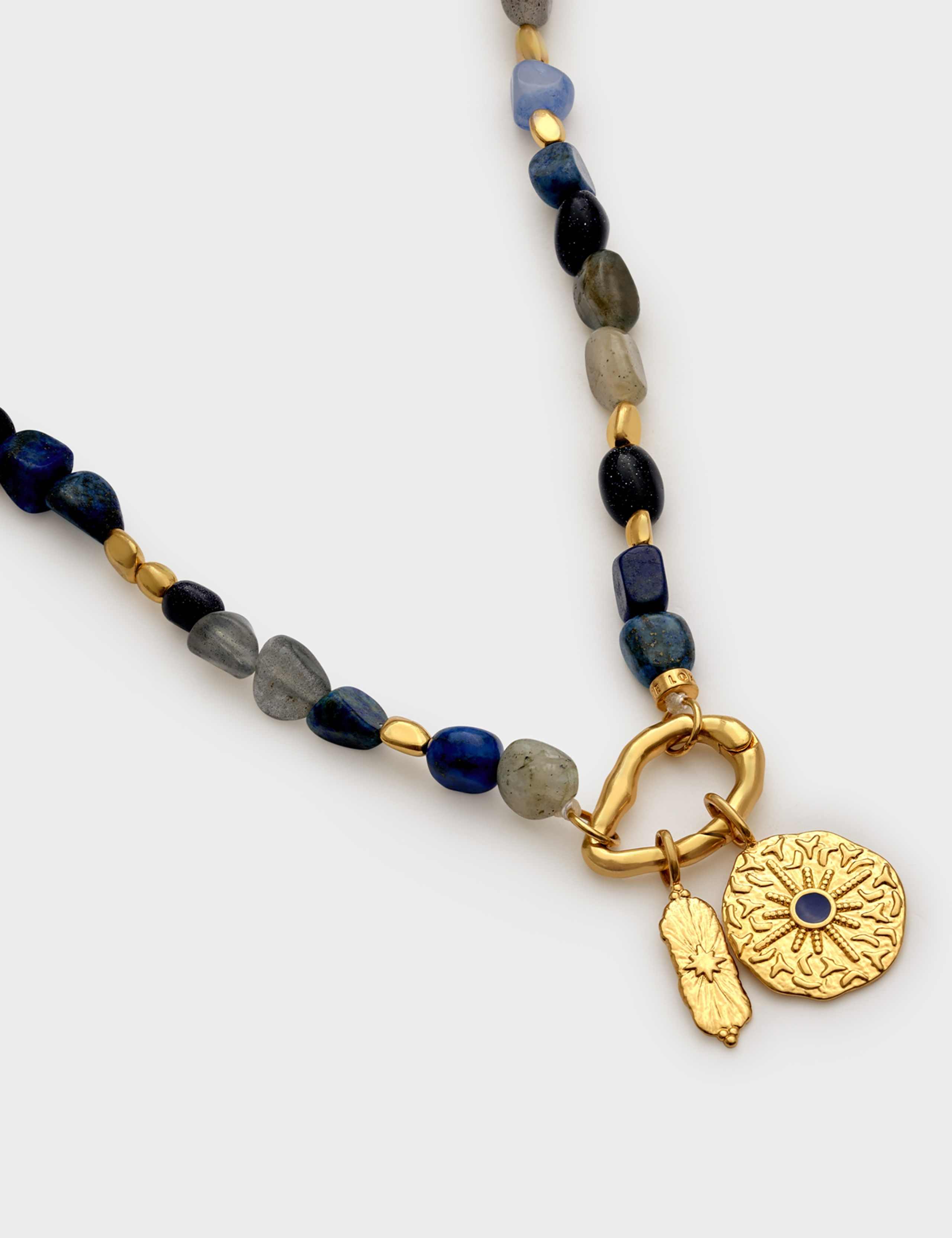 Short Gold Coated Blue Gemstone Necklace 4 of 4
