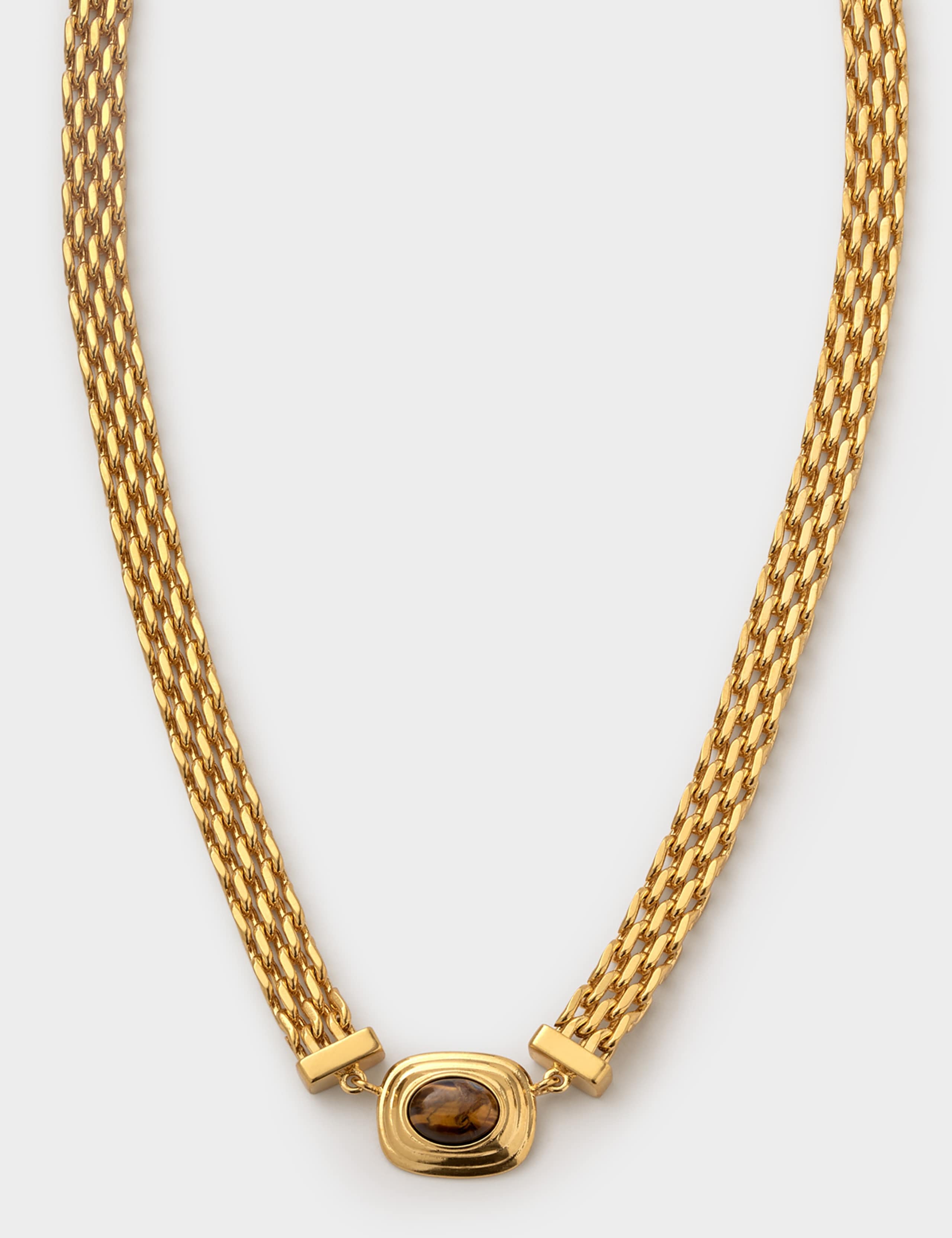 Gold Plated Tiger's Eye Pendant Necklace 2 of 4