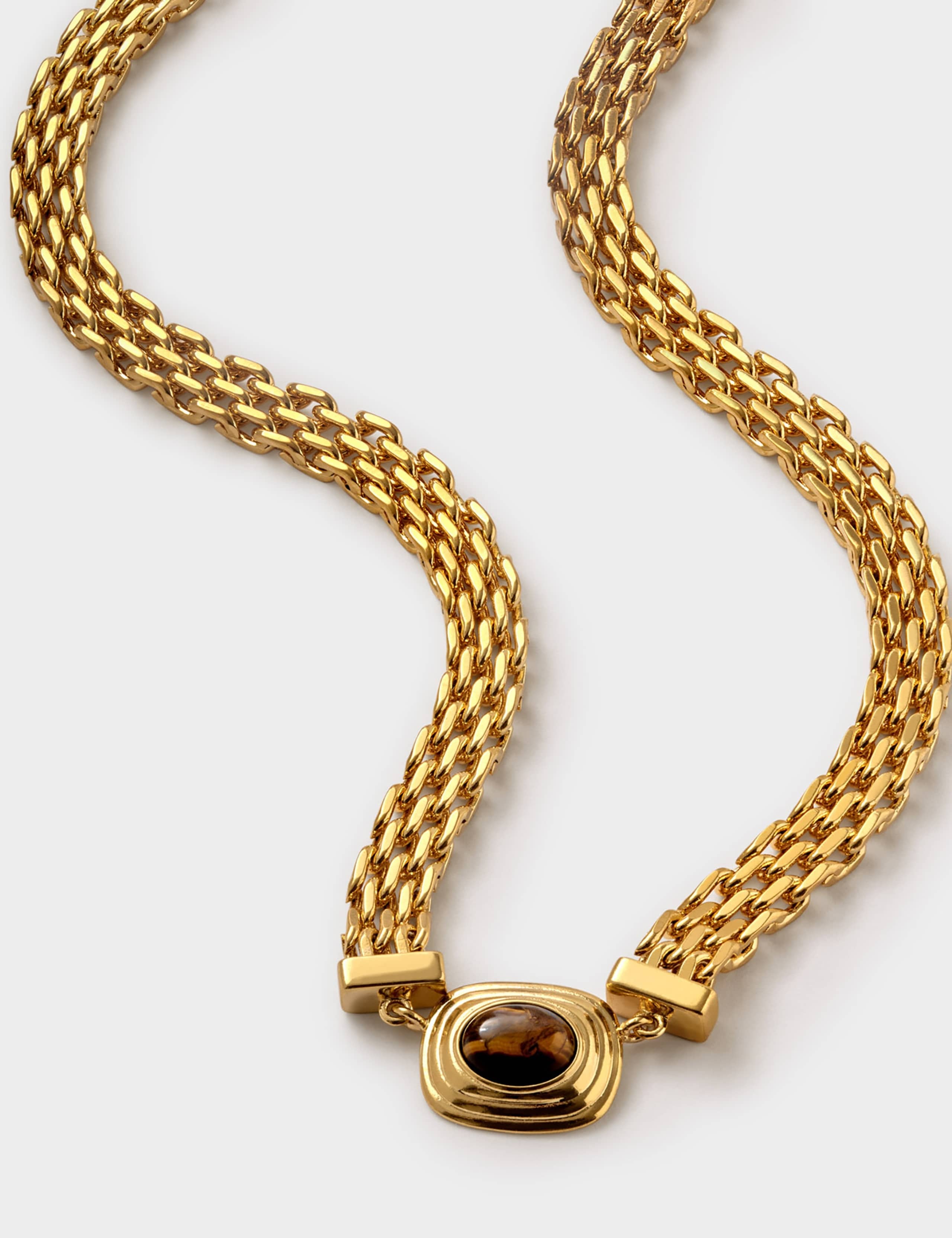 Gold Plated Tiger's Eye Pendant Necklace 3 of 4