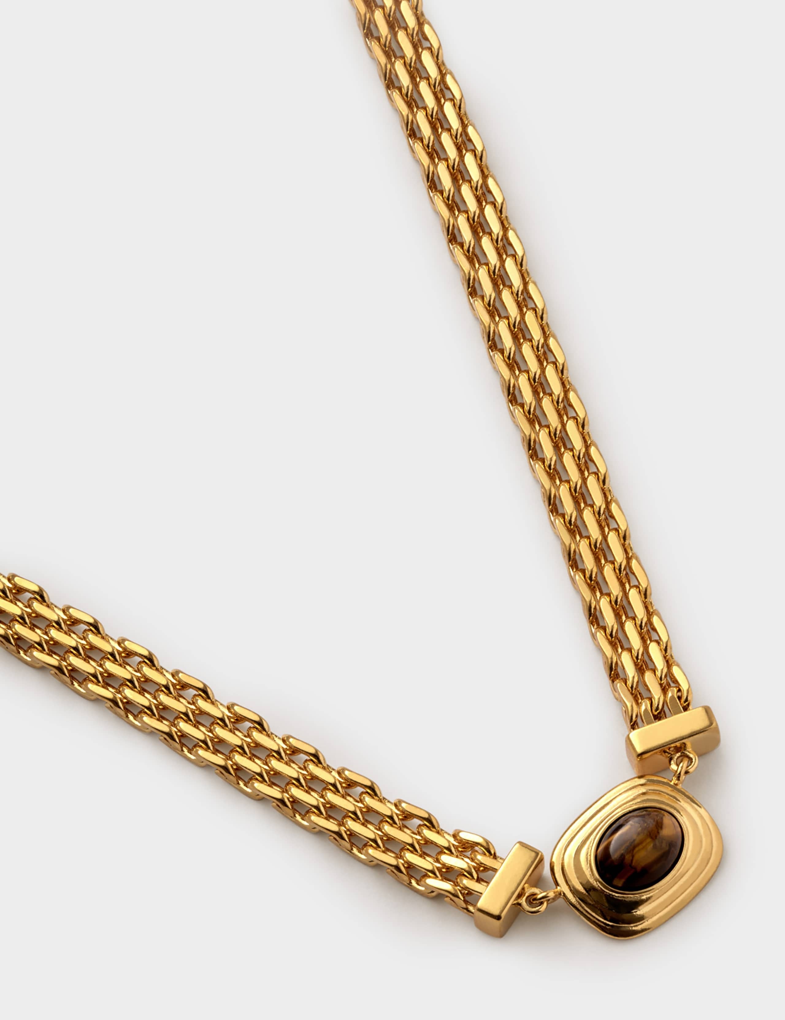 Gold Plated Tiger's Eye Pendant Necklace 4 of 4