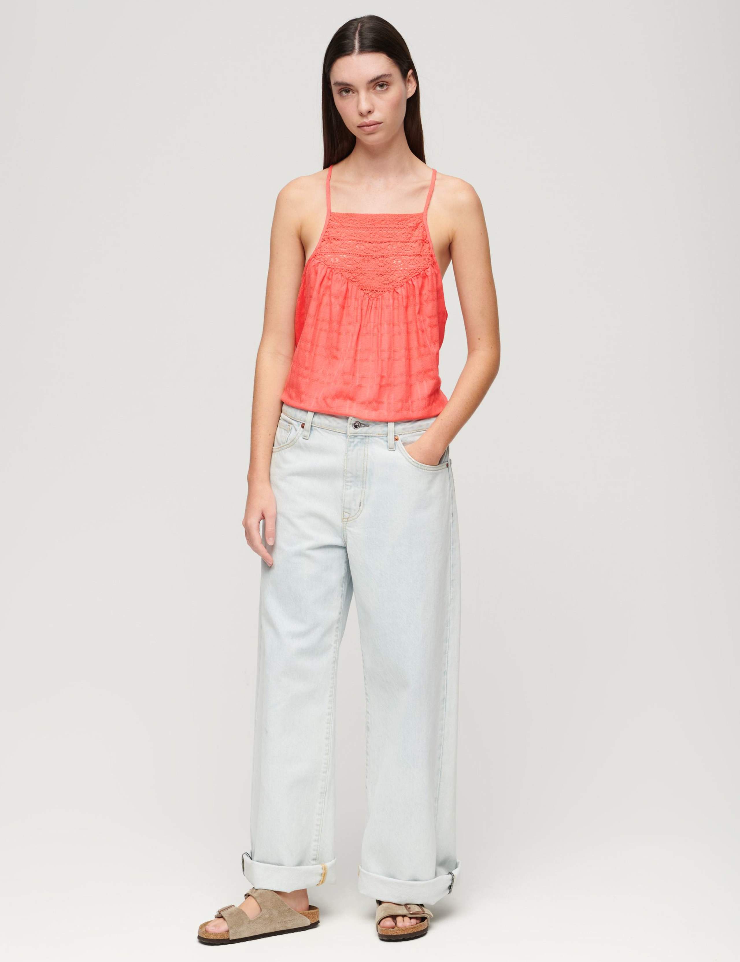 Textured Lace Detail Relaxed Cami Top 2 of 6