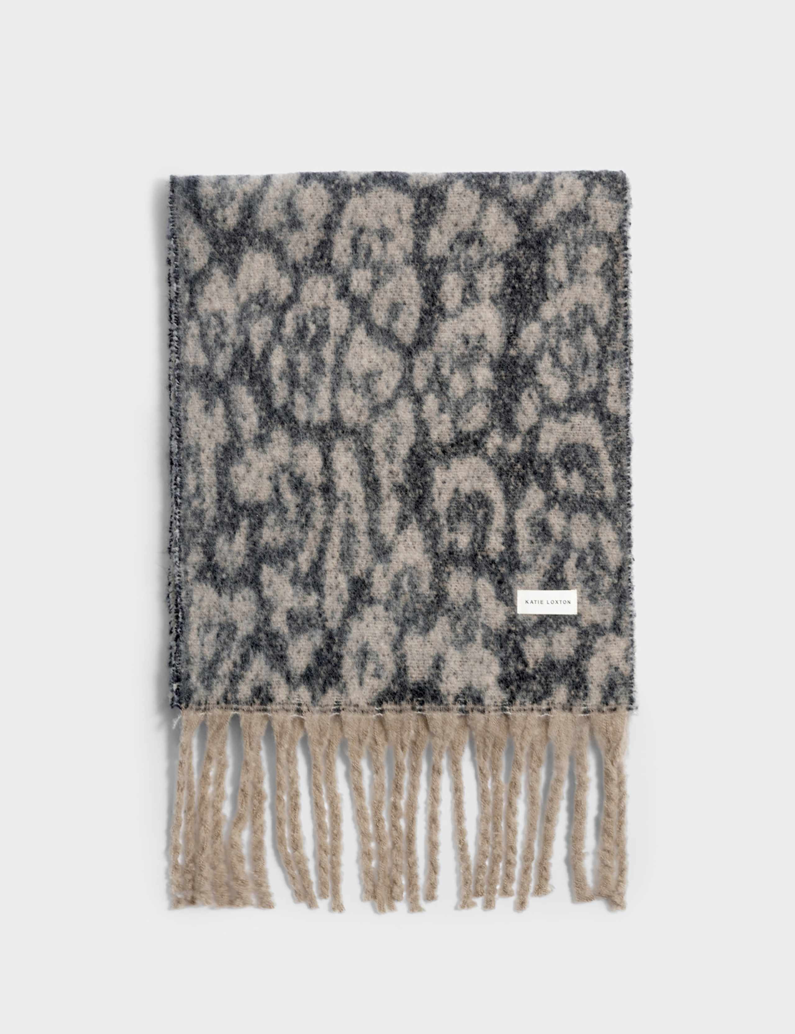 Brushed Animal Print Tassel Scarf 2 of 4