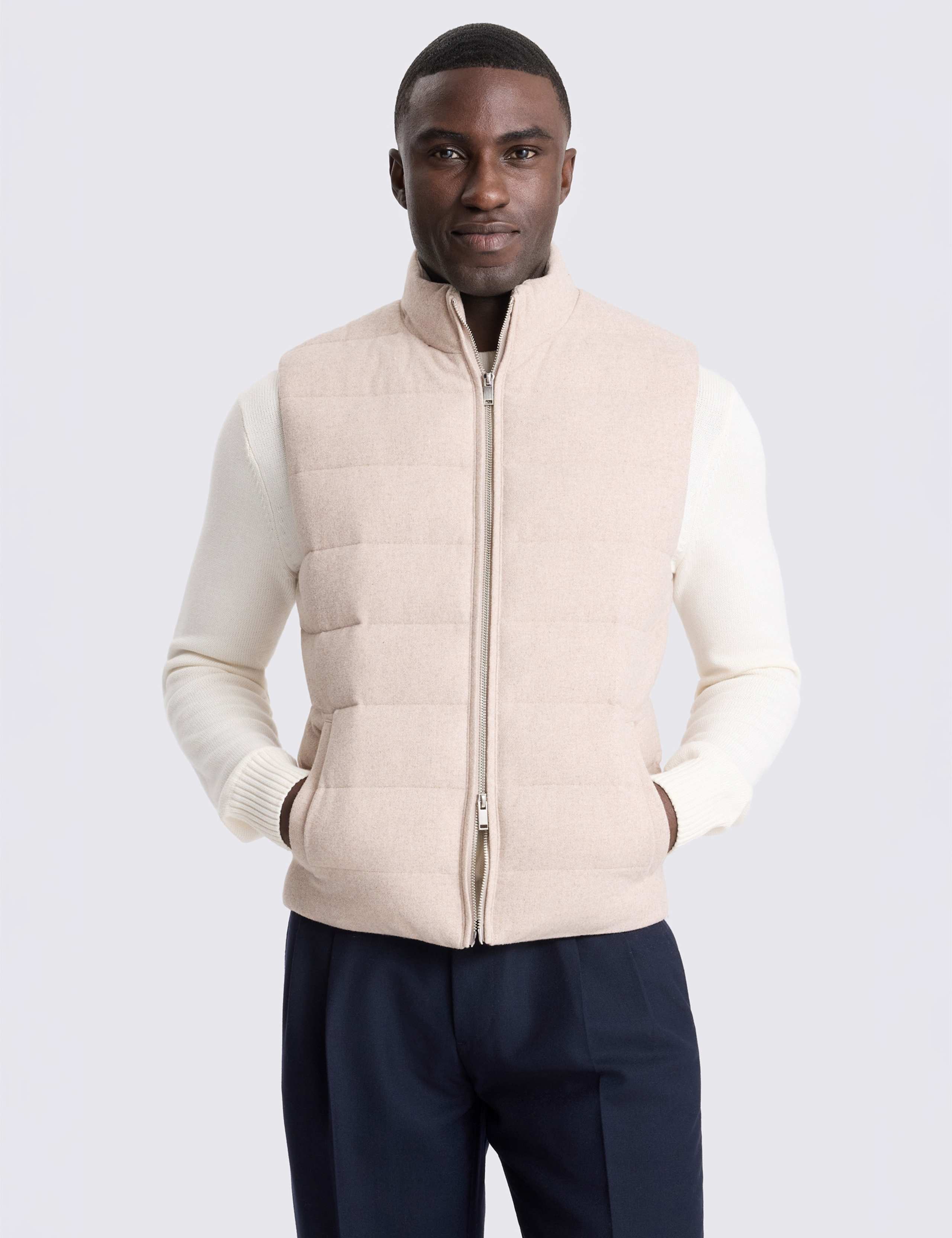 Flannel Padded Funnel Neck Zip Up Gilet 1 of 5