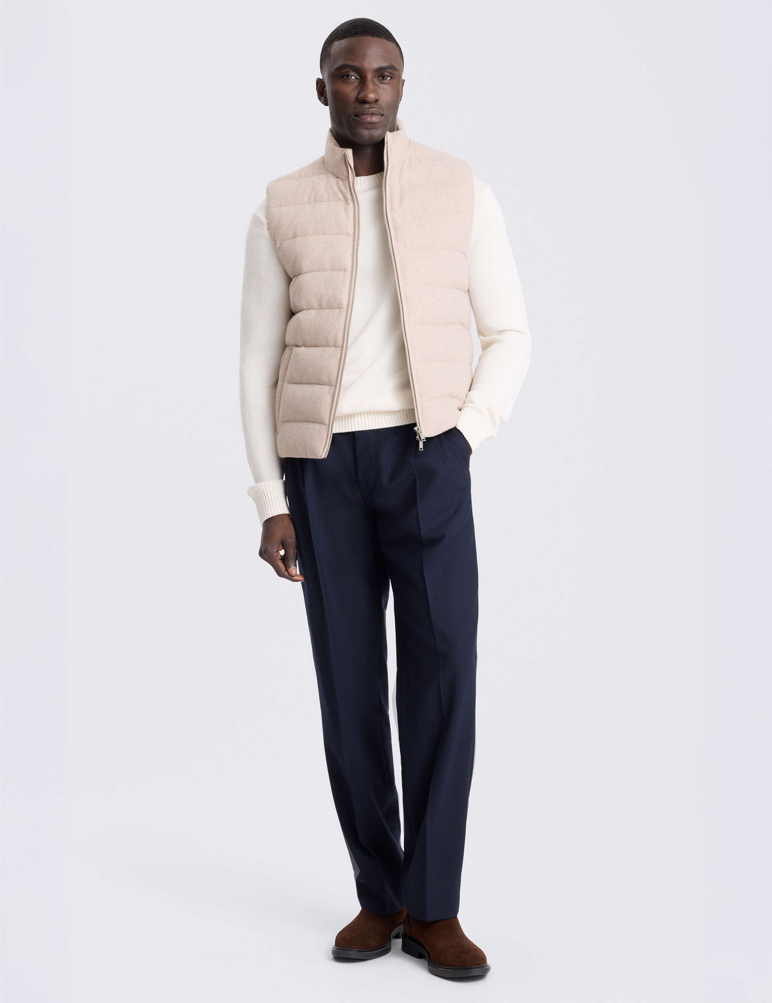 Flannel Padded Funnel Neck Zip Up Gilet 2 of 5