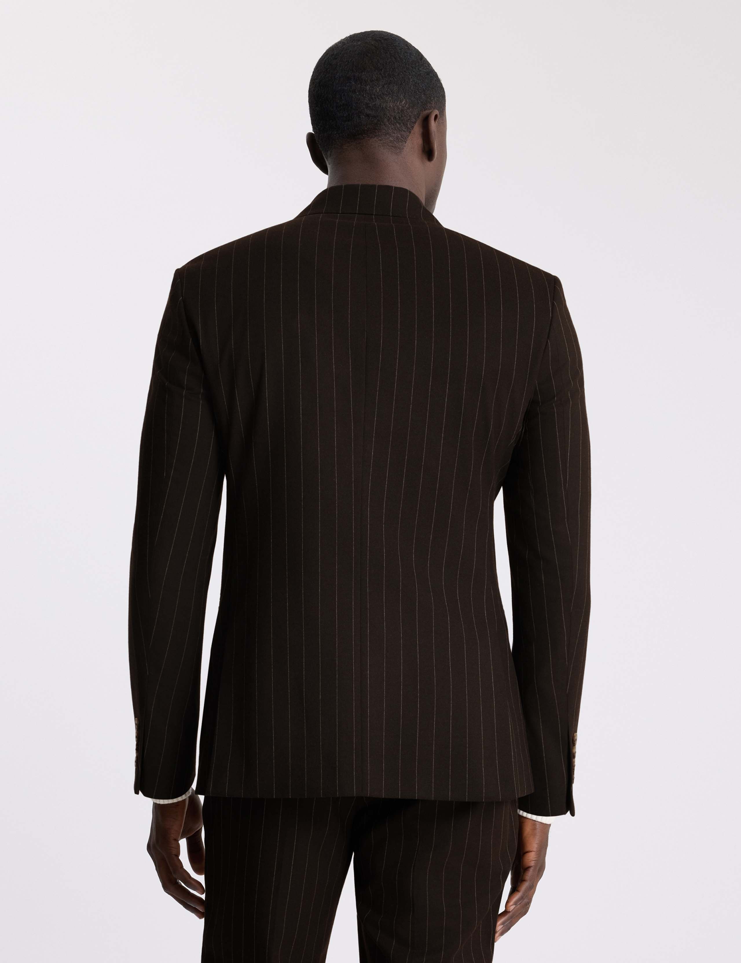 Slim Fit Striped Double Breasted Suit Jacket 3 of 5