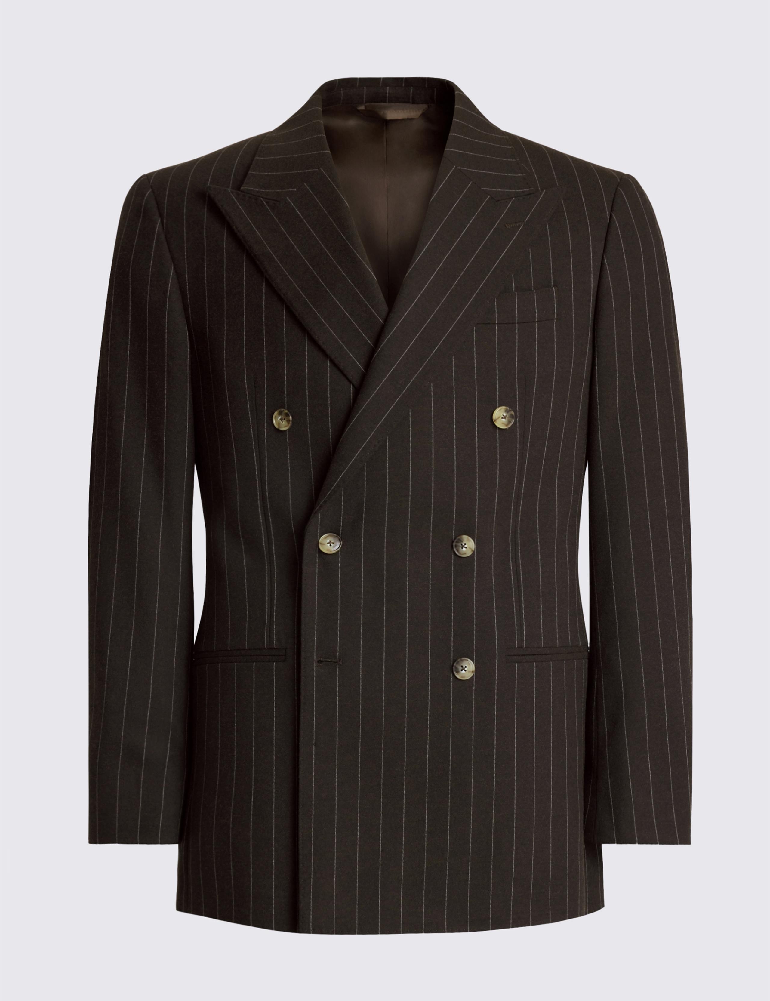 Slim Fit Striped Double Breasted Suit Jacket 4 of 5