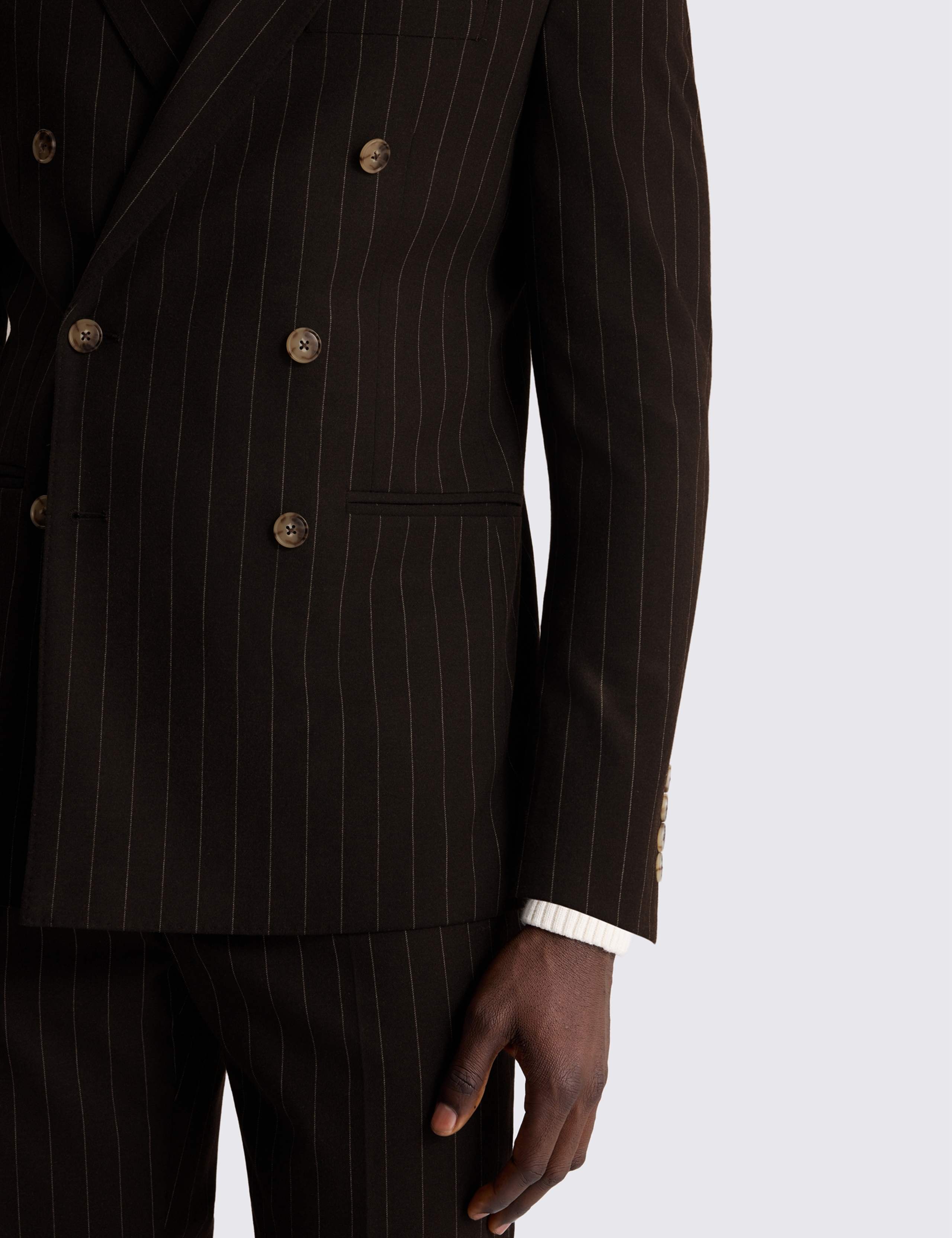 Slim Fit Striped Double Breasted Suit Jacket 5 of 5