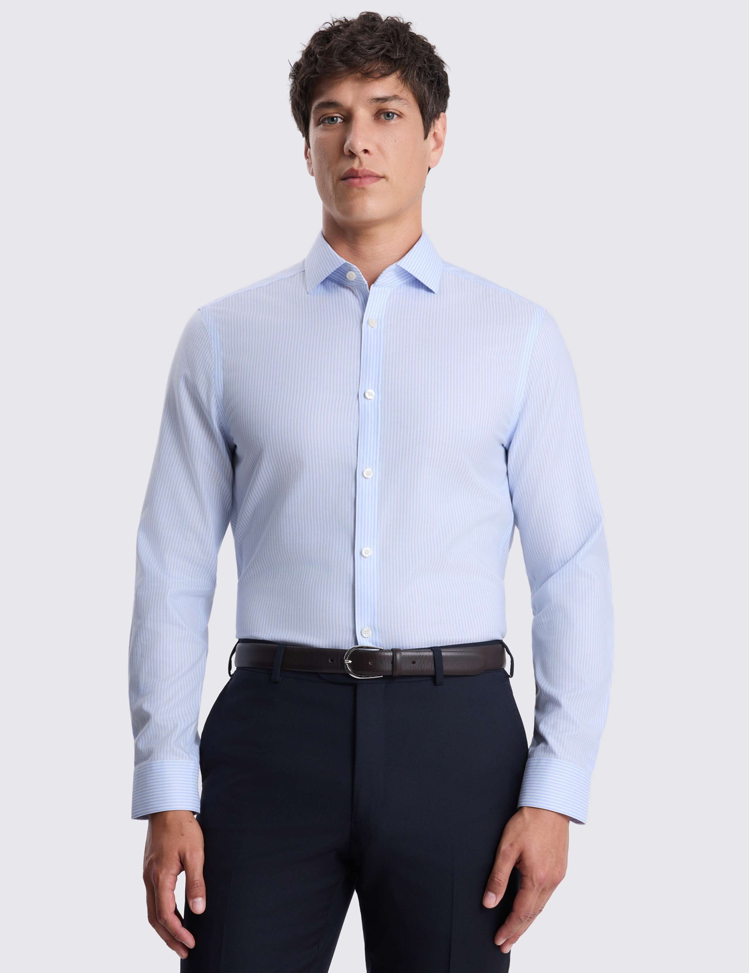 Slim Fit Non Iron Pure Cotton Striped Shirt 1 of 3