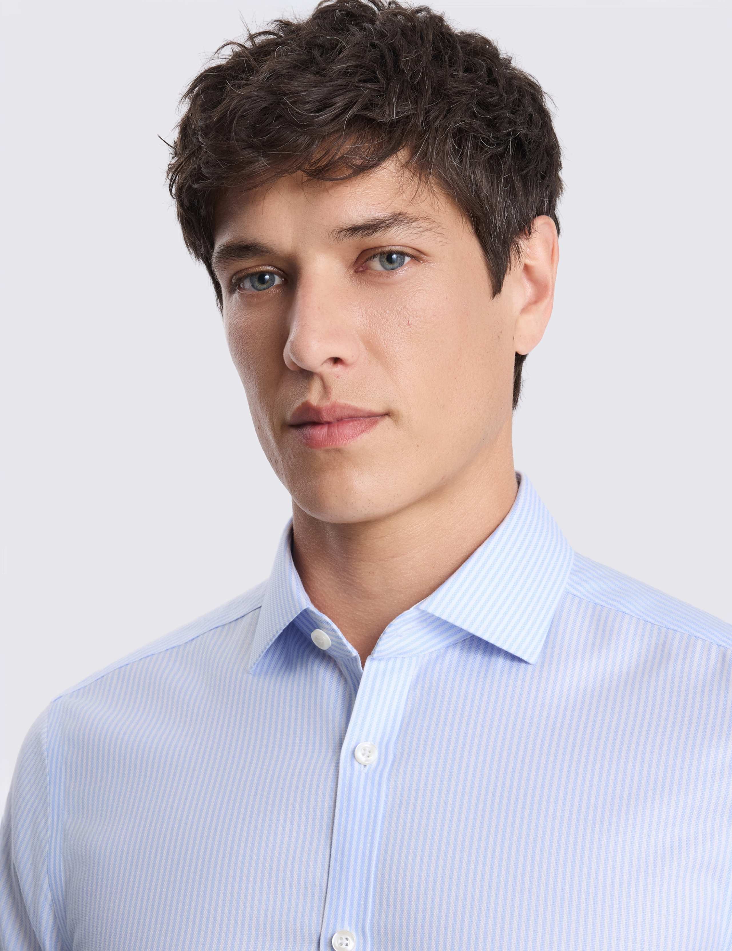 Slim Fit Non Iron Pure Cotton Striped Shirt 3 of 3