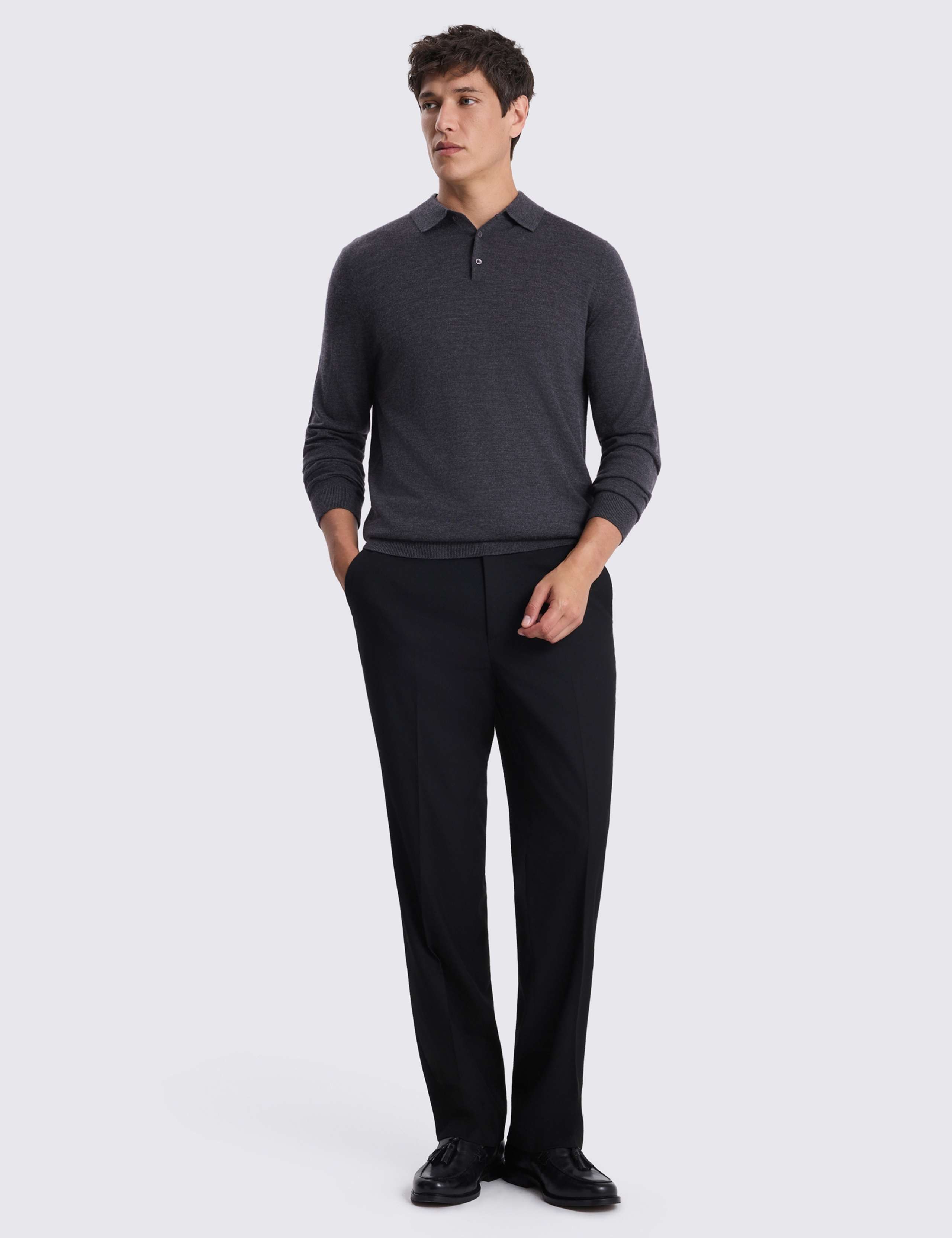 Merino Wool Rich Knitted Polo Shirt 2 of 4