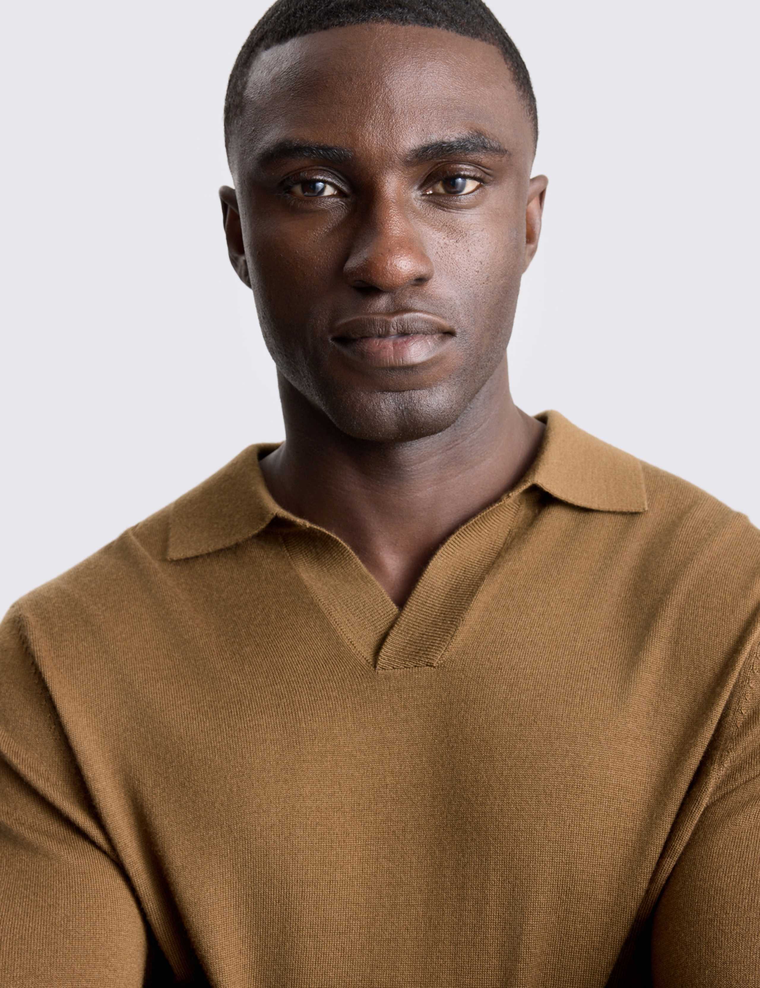 Merino Wool Rich Knitted Polo Shirt 3 of 3