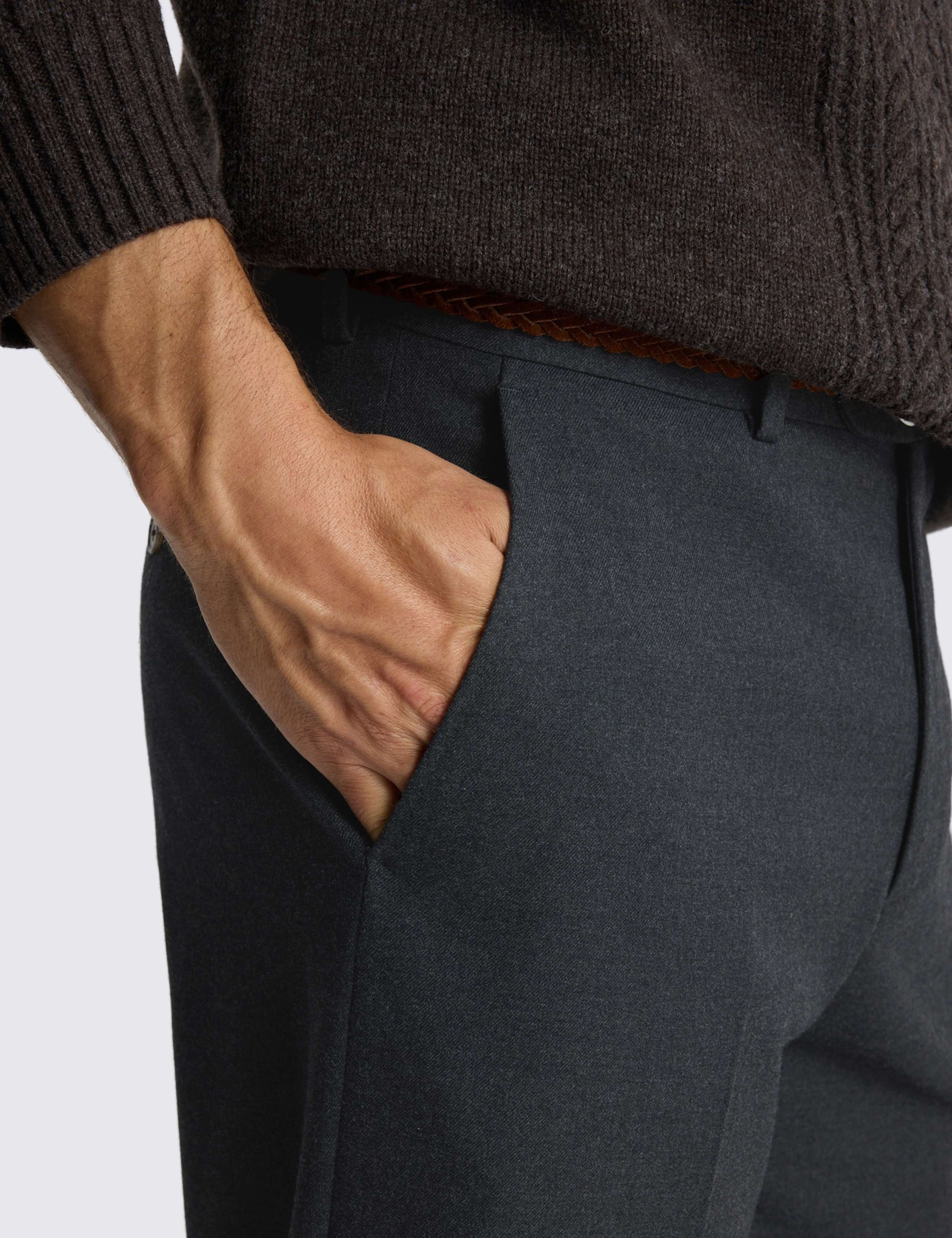 Relaxed Fit Flannel Stretch Suit Trousers 2 of 3
