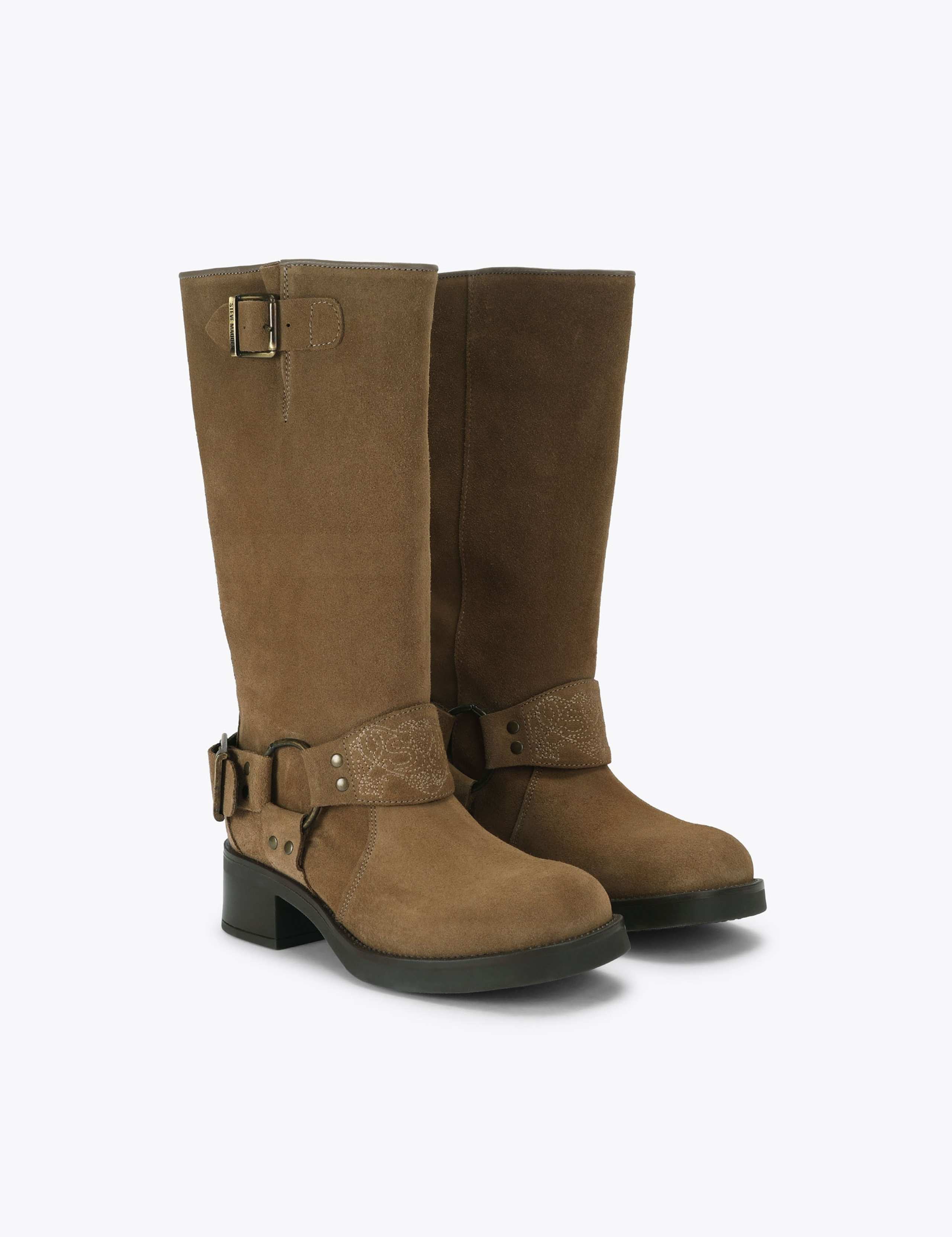 Suede Block Heel Round Toe Knee High Boots 2 of 4