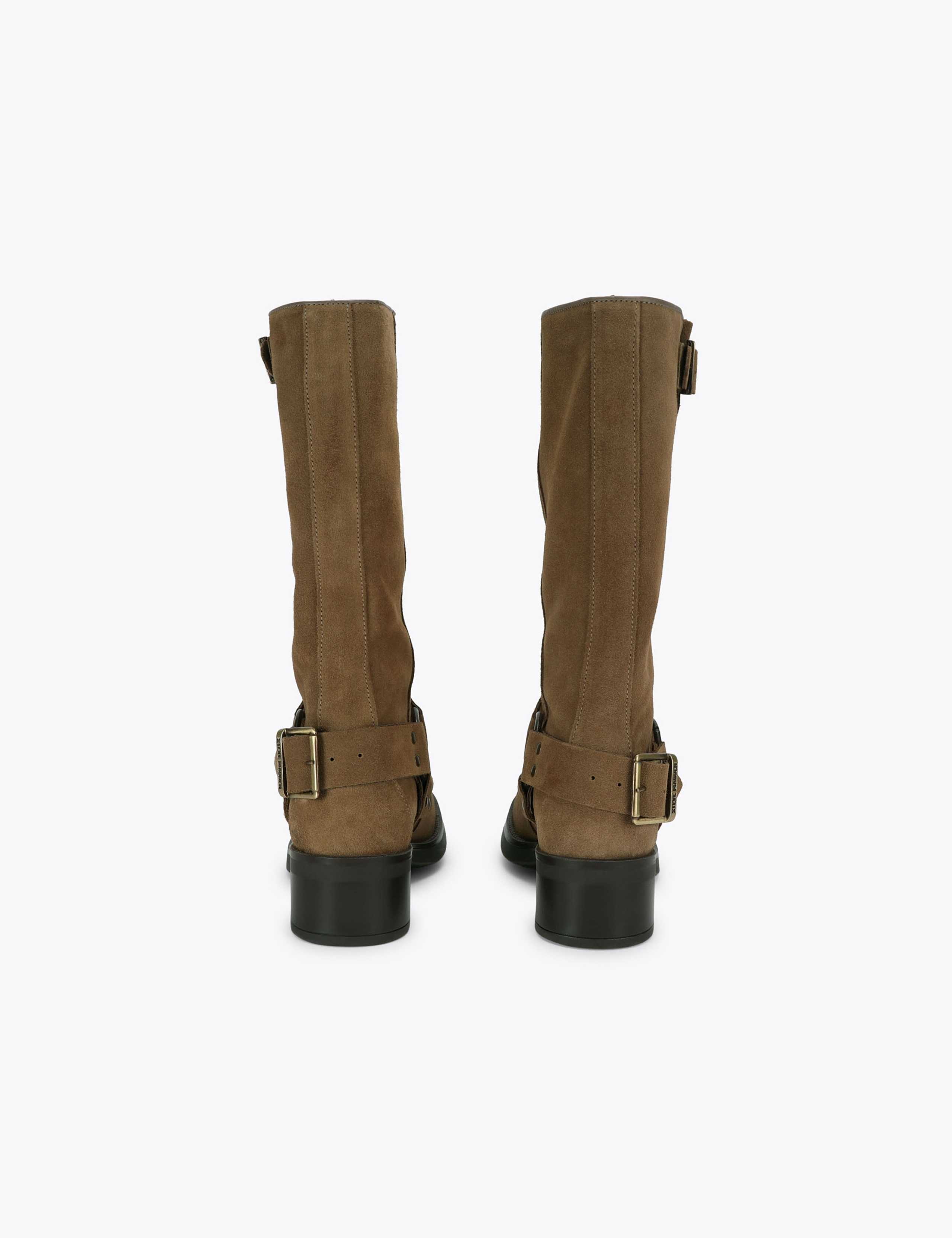 Suede Block Heel Round Toe Knee High Boots 3 of 4