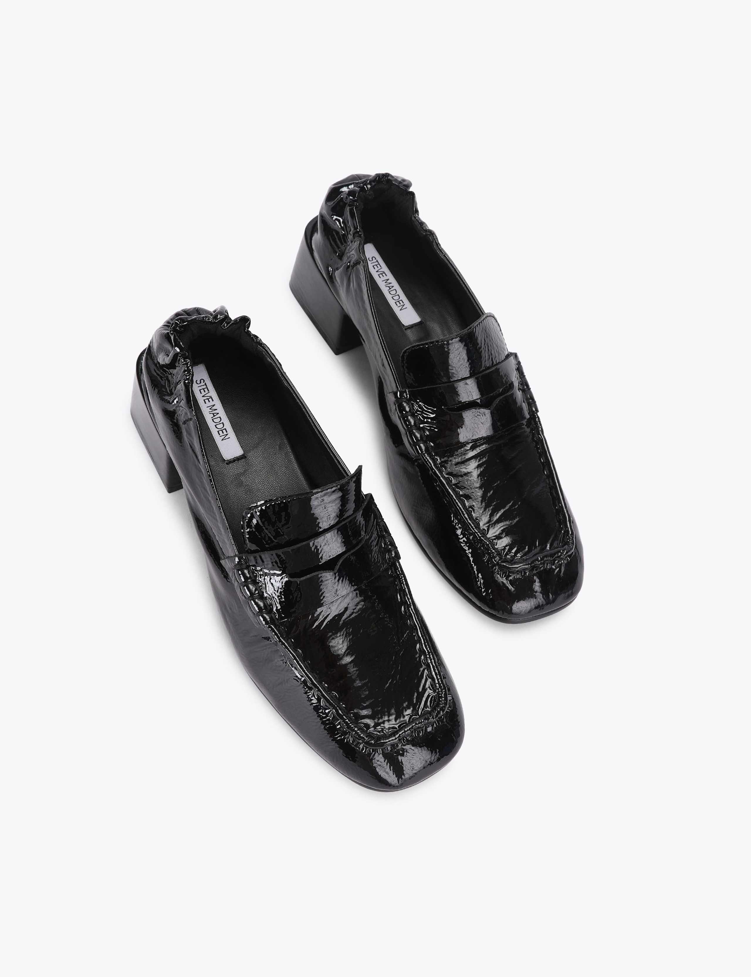 Leather Patent Block Heel Square Toe Loafers 2 of 4