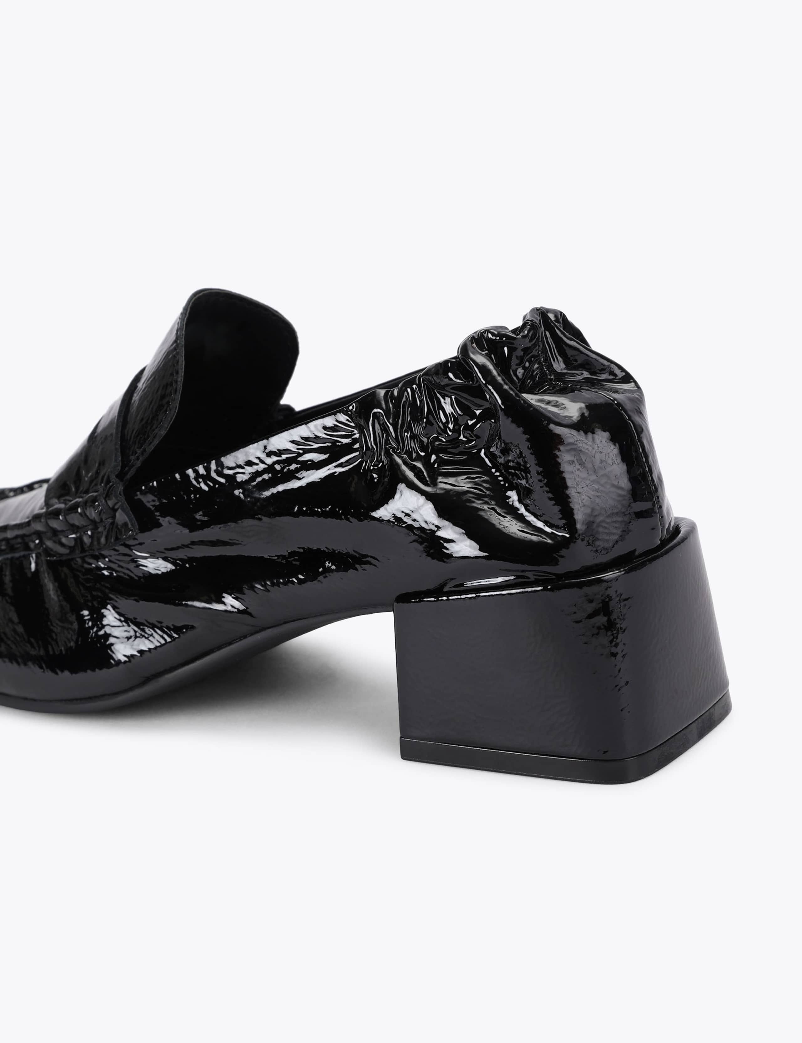 Leather Patent Block Heel Square Toe Loafers 4 of 4