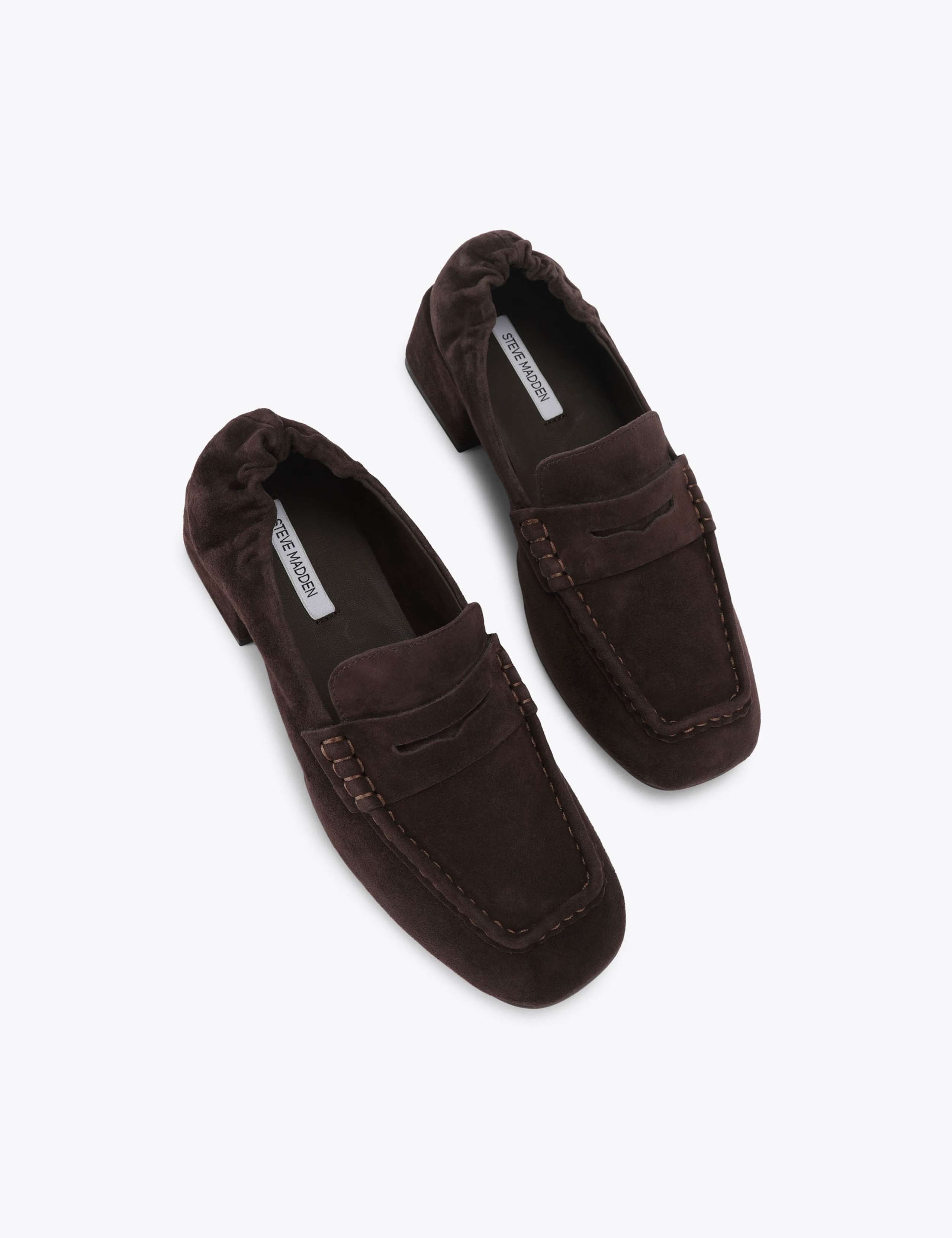 Suede Block Heel Square Toe Loafers 2 of 4