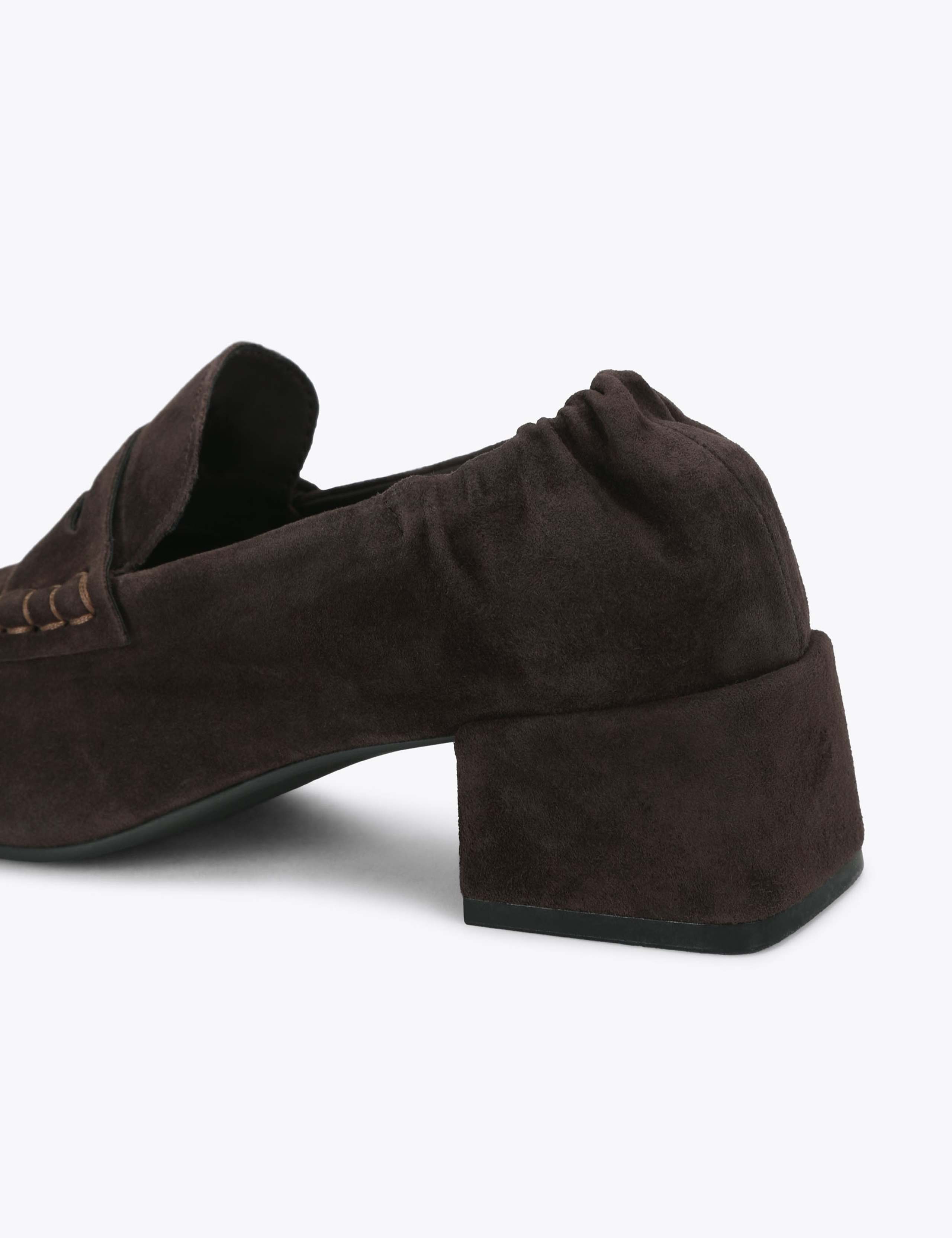 Suede Block Heel Square Toe Loafers 4 of 4