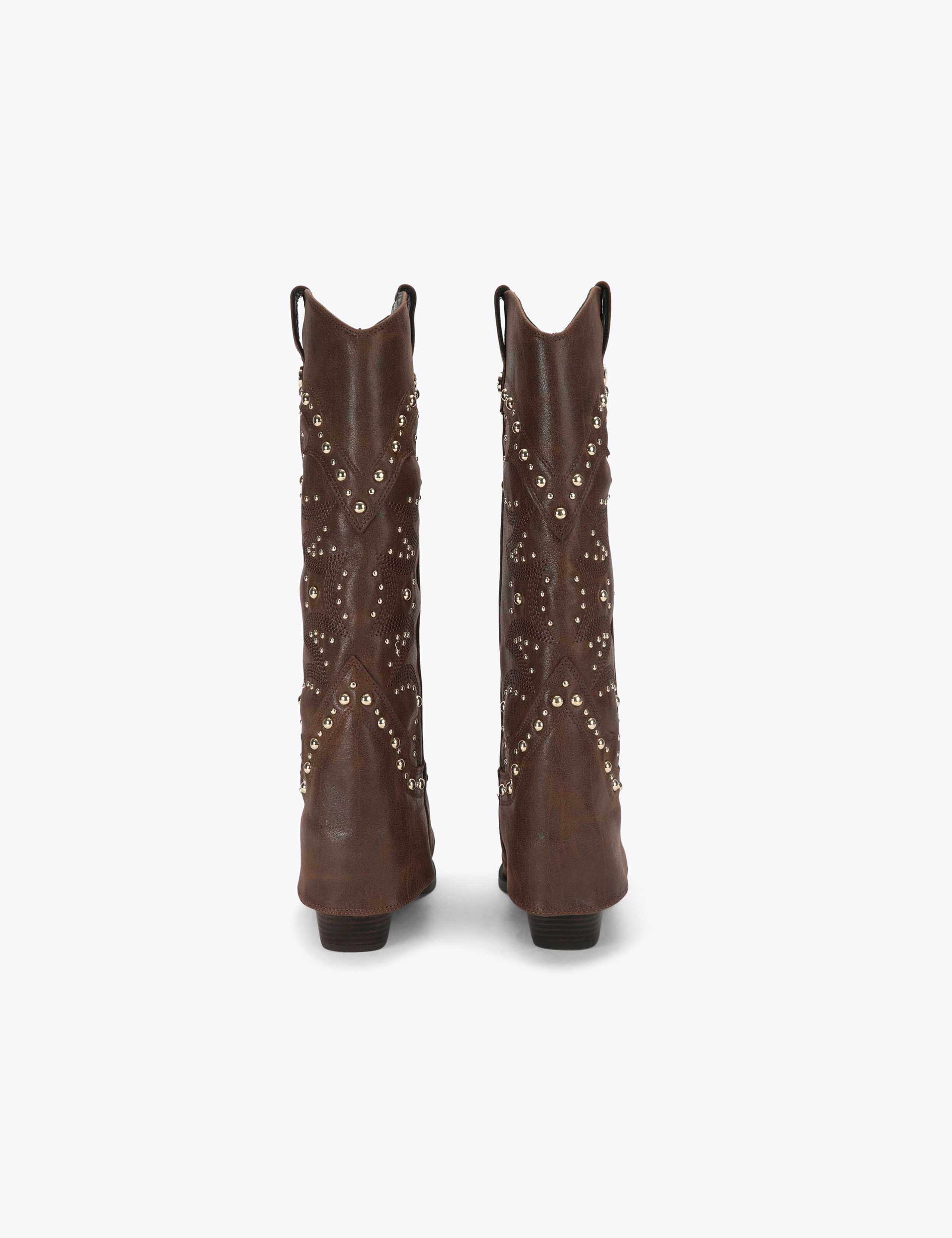 Leather Cowboy Studded Knee High Boots 3 of 5