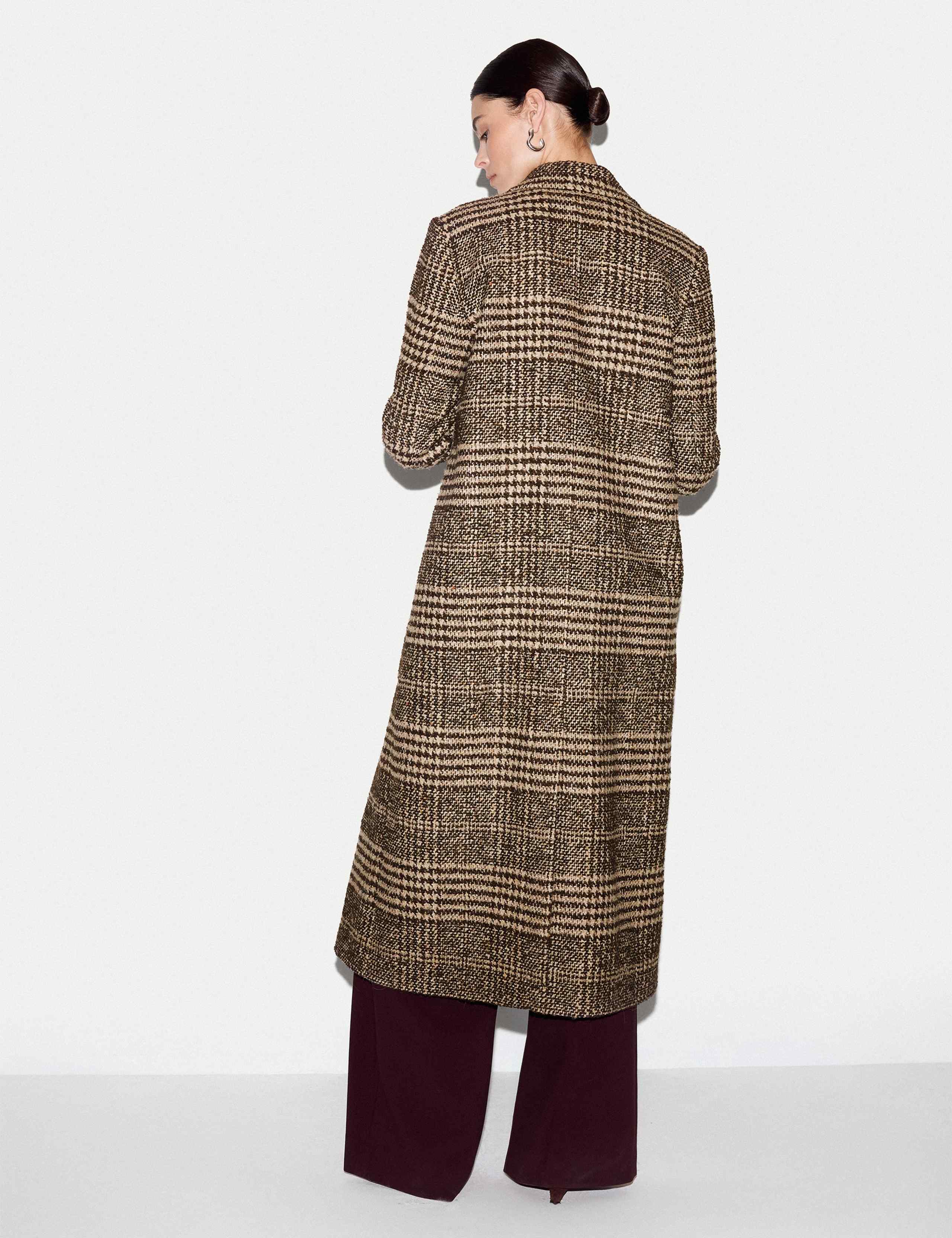 Wool Blend Checked Longline Coat 3 of 6