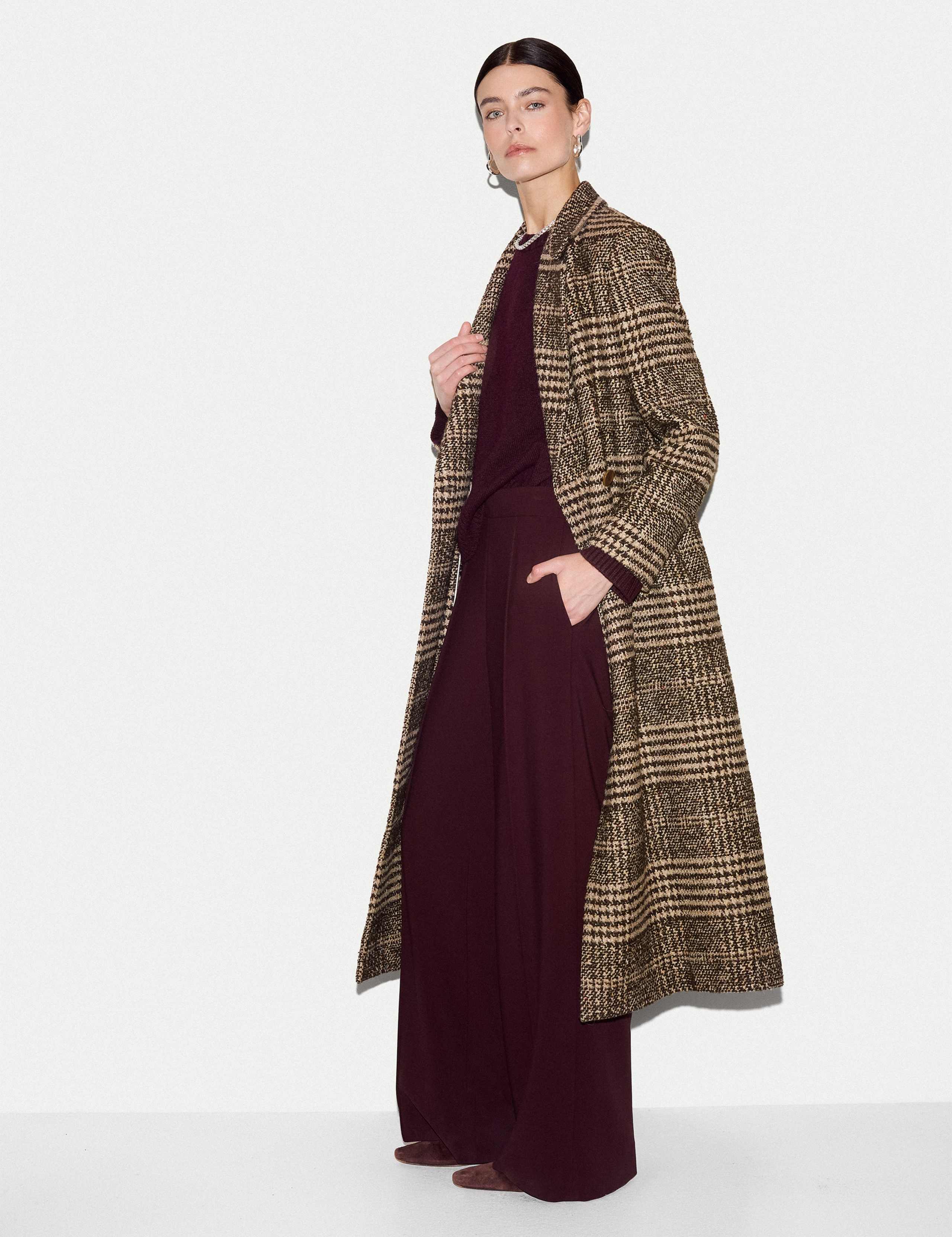 Wool Blend Checked Longline Coat 4 of 6