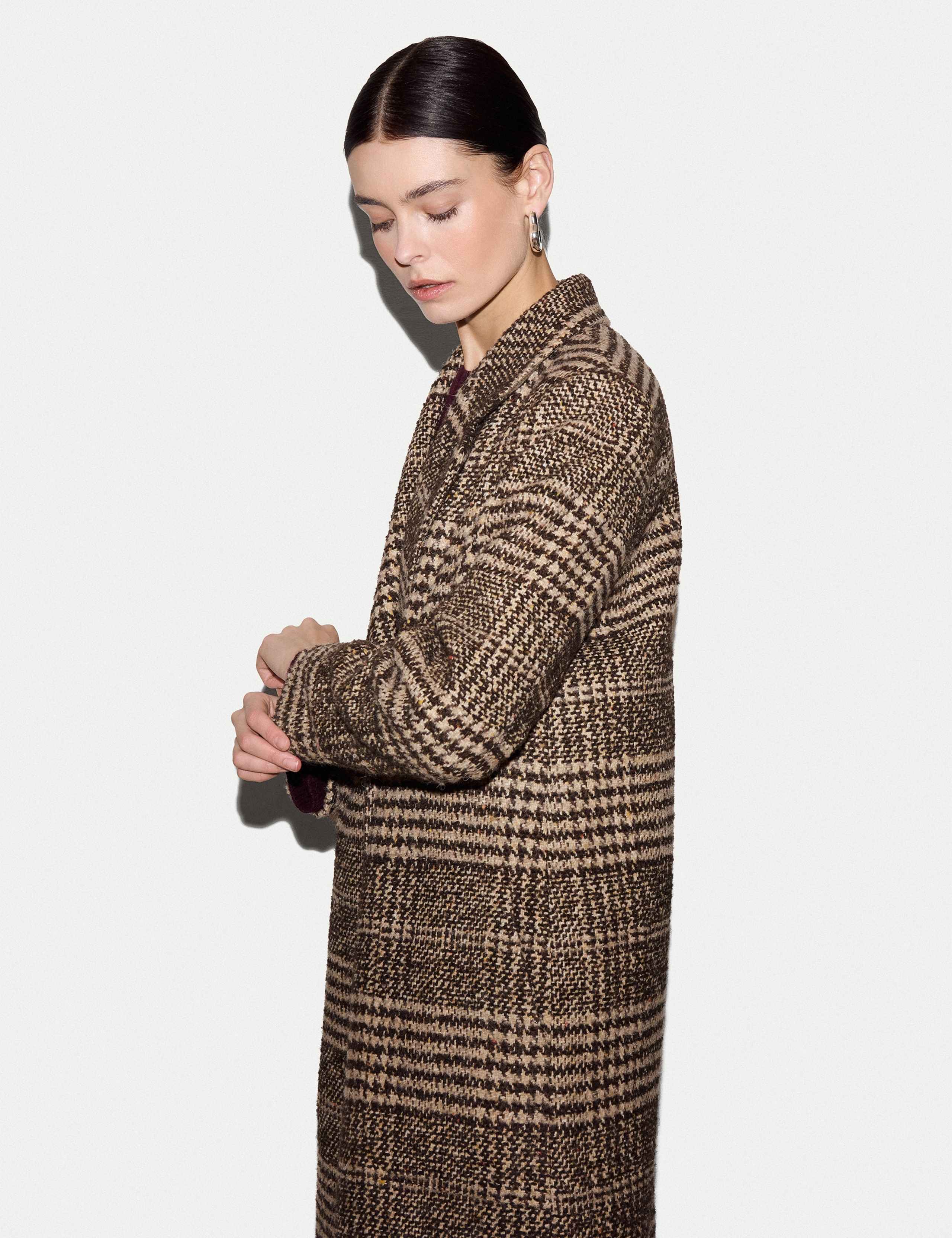 Wool Blend Checked Longline Coat 5 of 6
