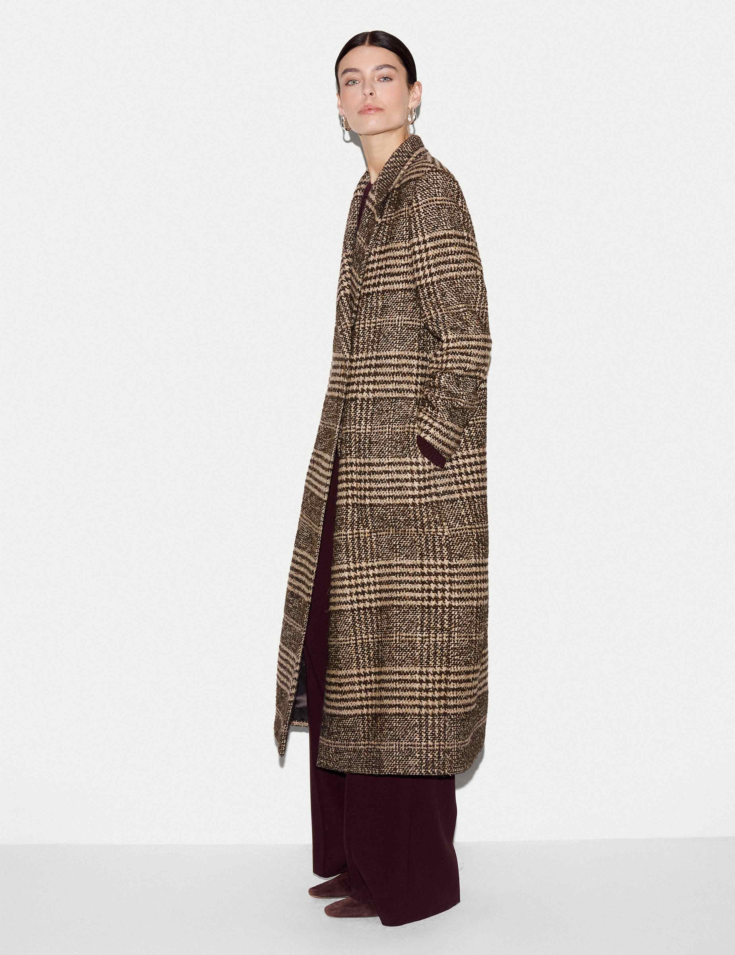 Wool Blend Checked Longline Coat 6 of 6
