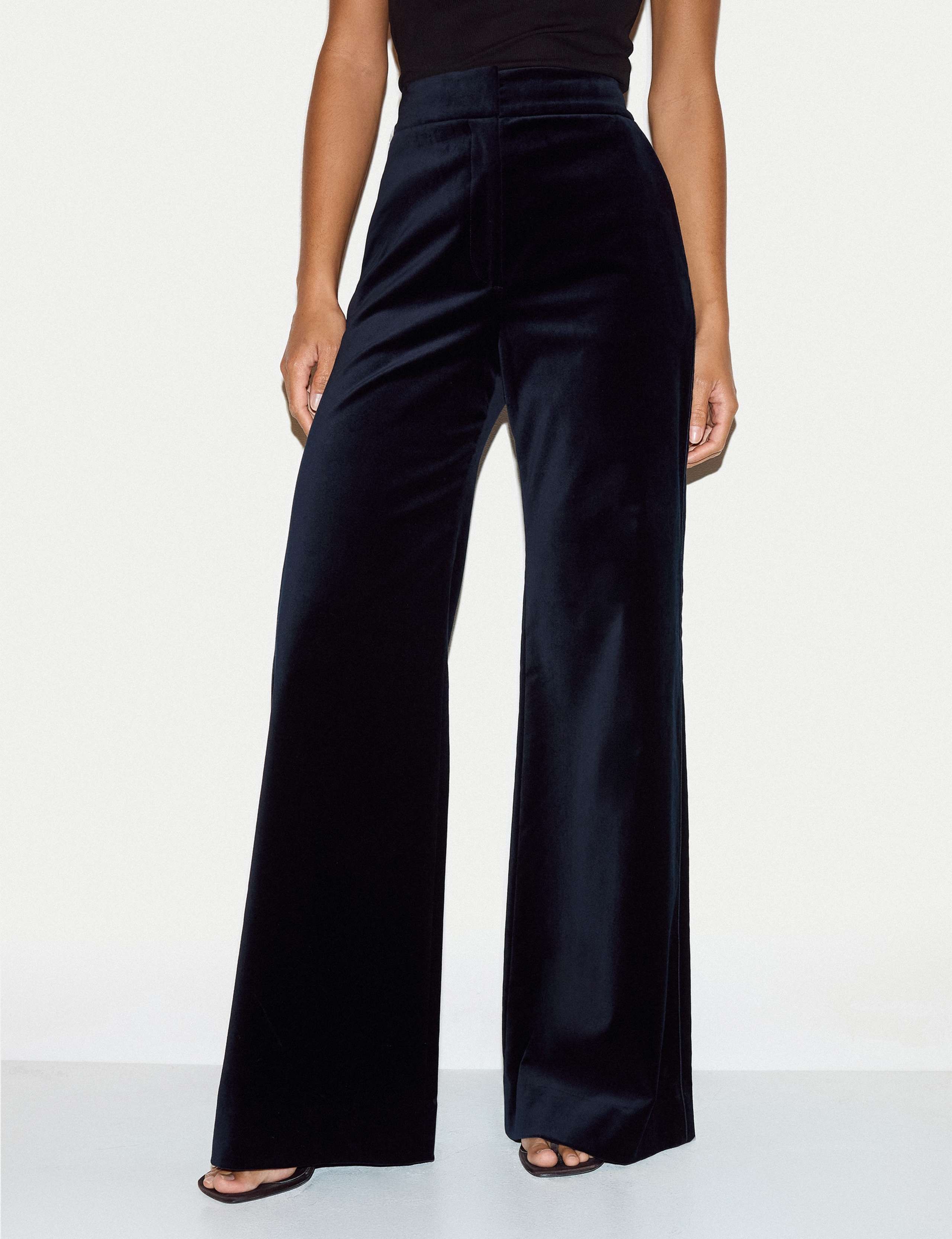 Velvet Textured Wide Leg Trousers 1 of 6