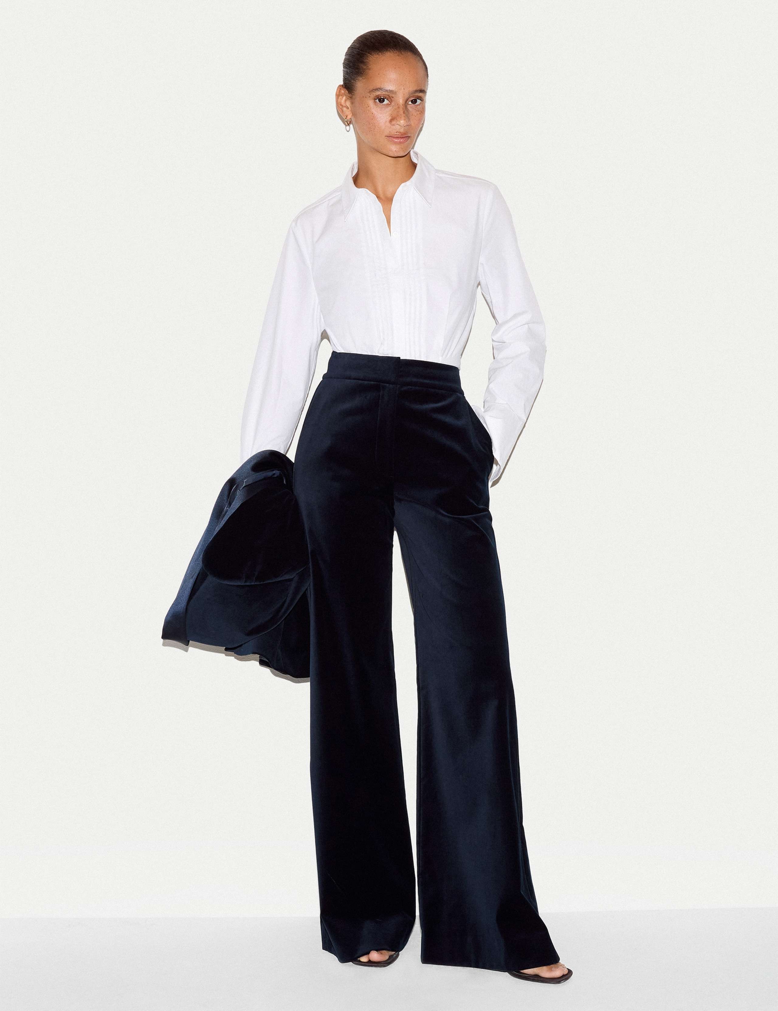 Velvet Textured Wide Leg Trousers 4 of 6