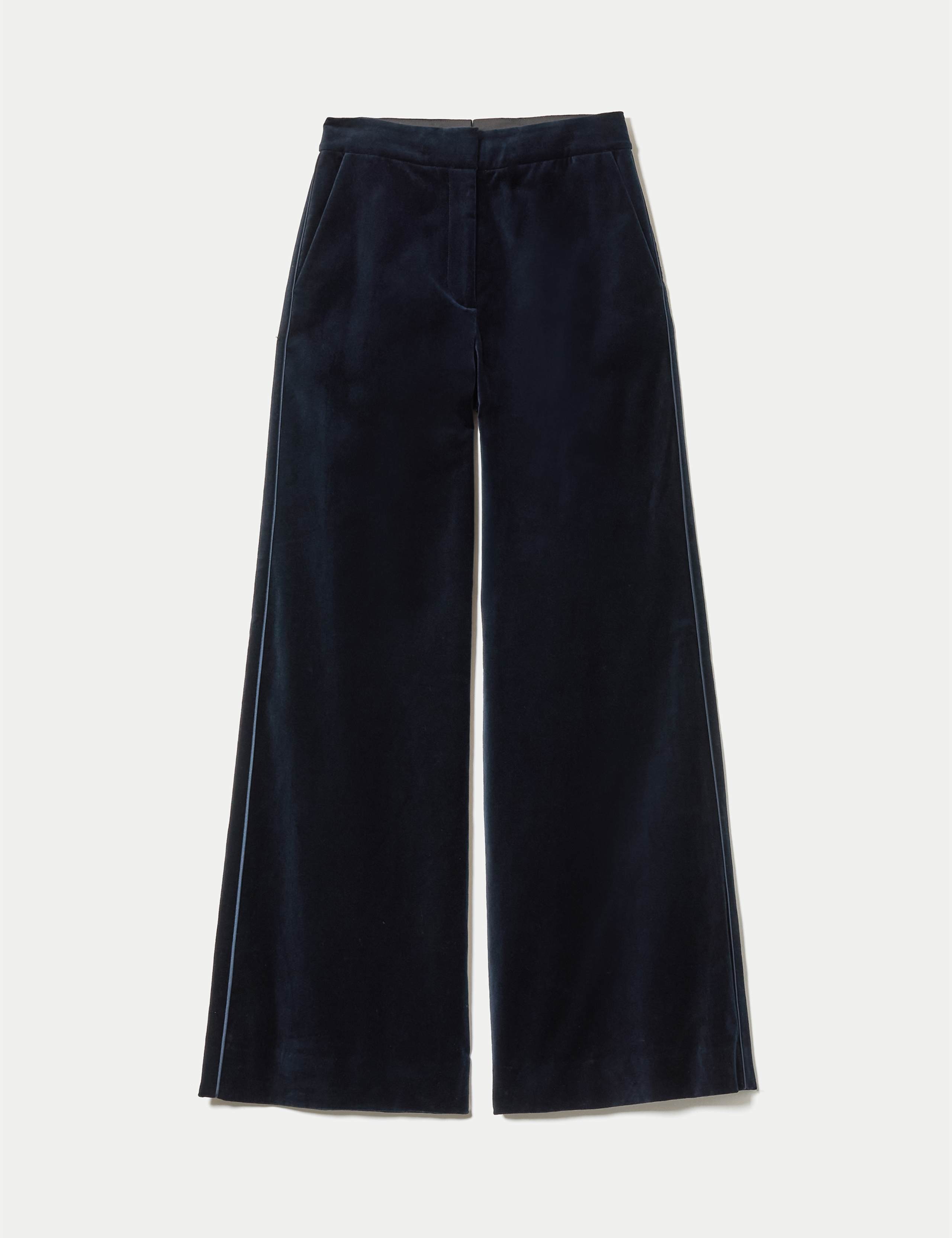 Velvet Textured Wide Leg Trousers 2 of 6