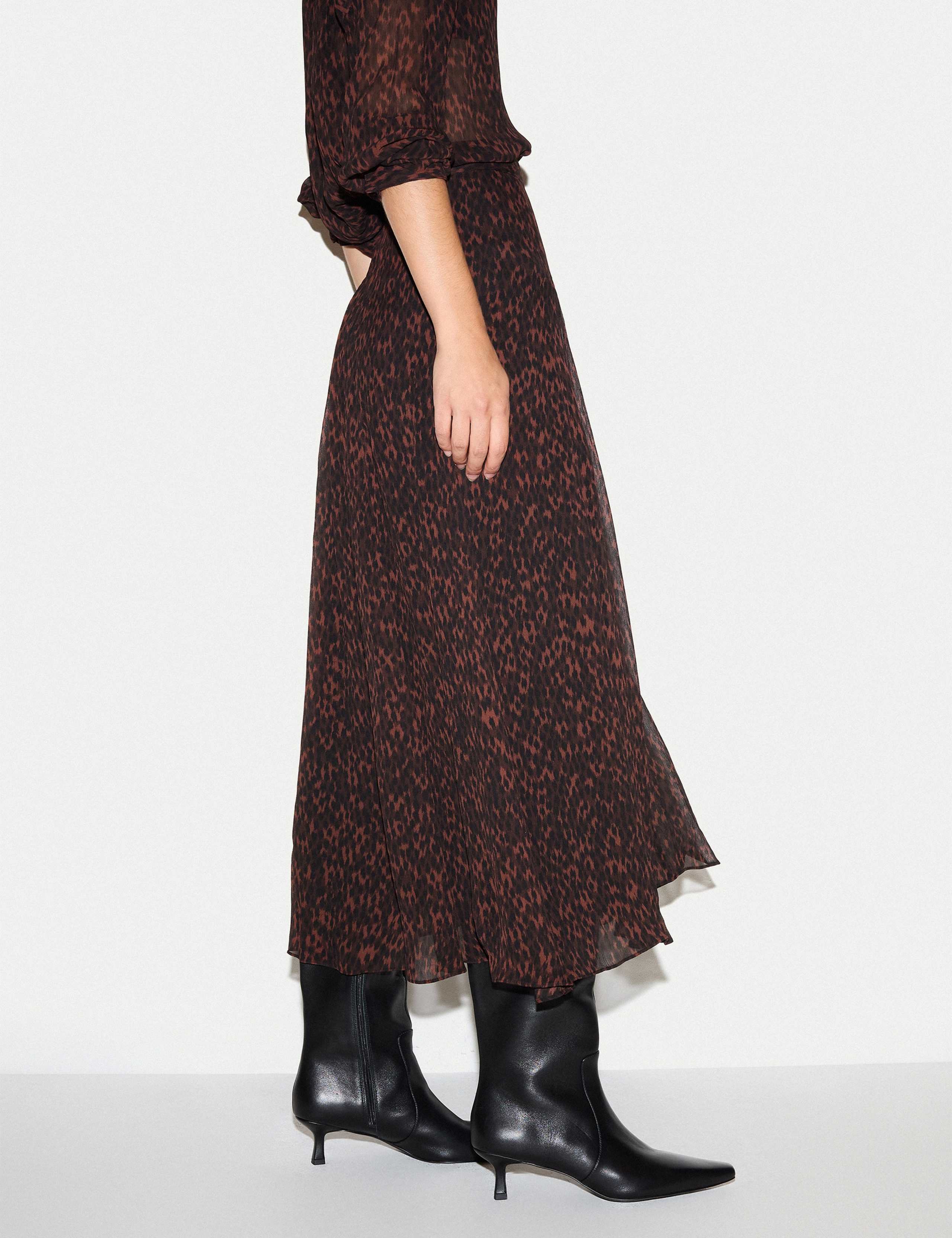 Leopard Print Midi A Line Skirt 3 of 6