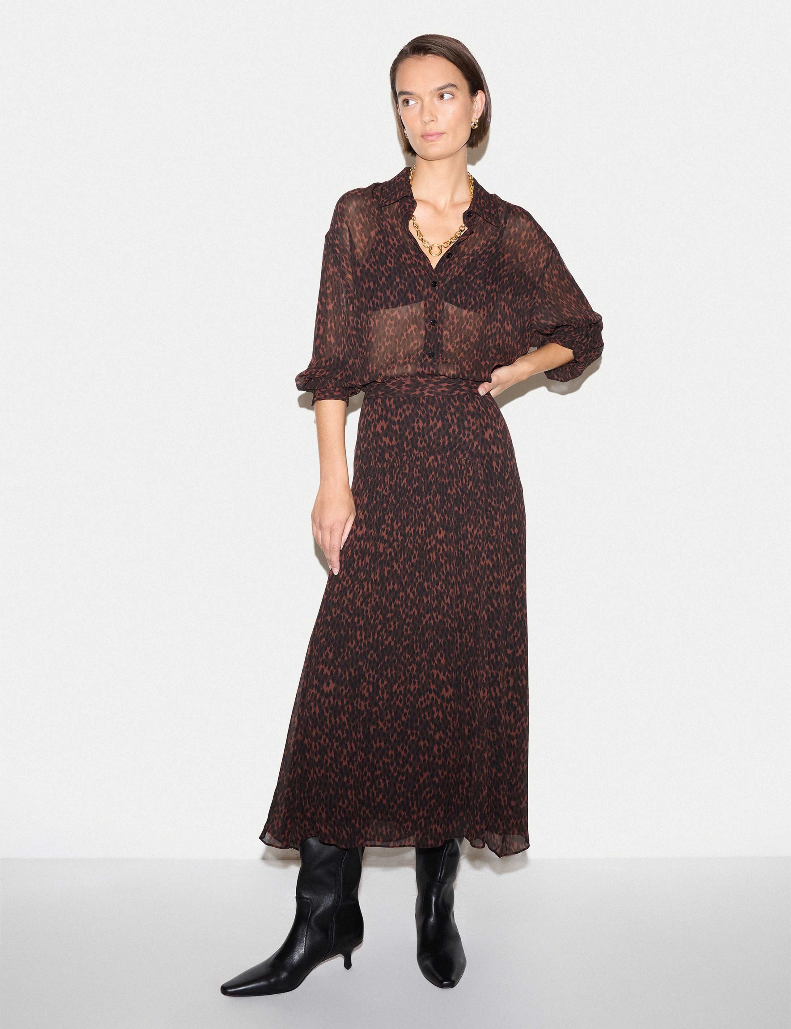 Leopard Print Midi A Line Skirt 4 of 6