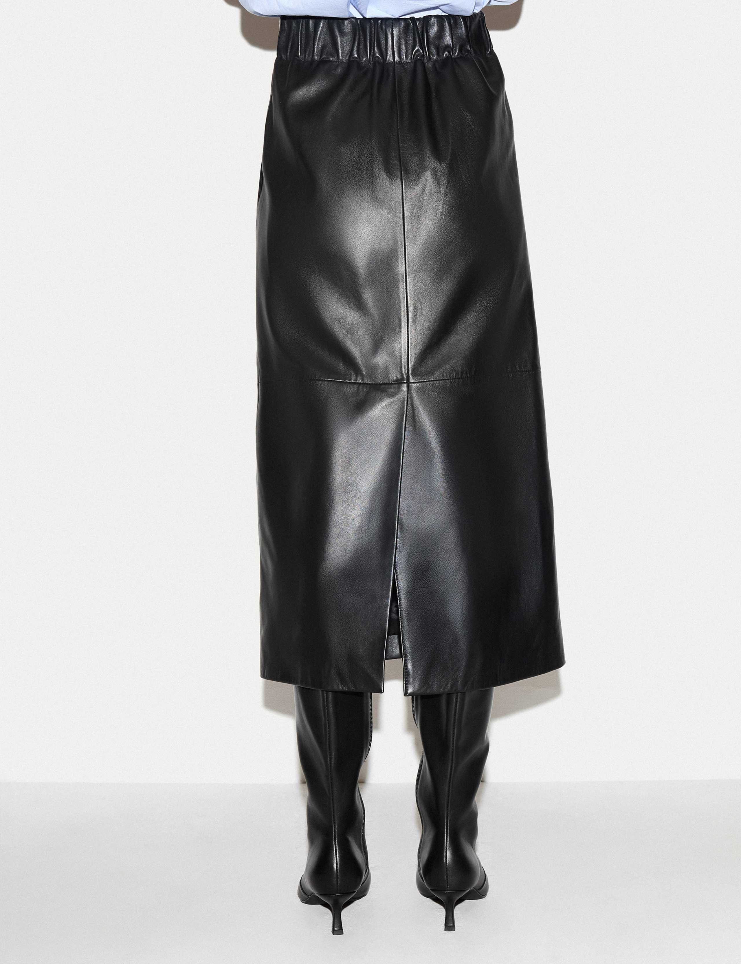 Leather Textured Split Back Maxi Pencil Skirt 4 of 6