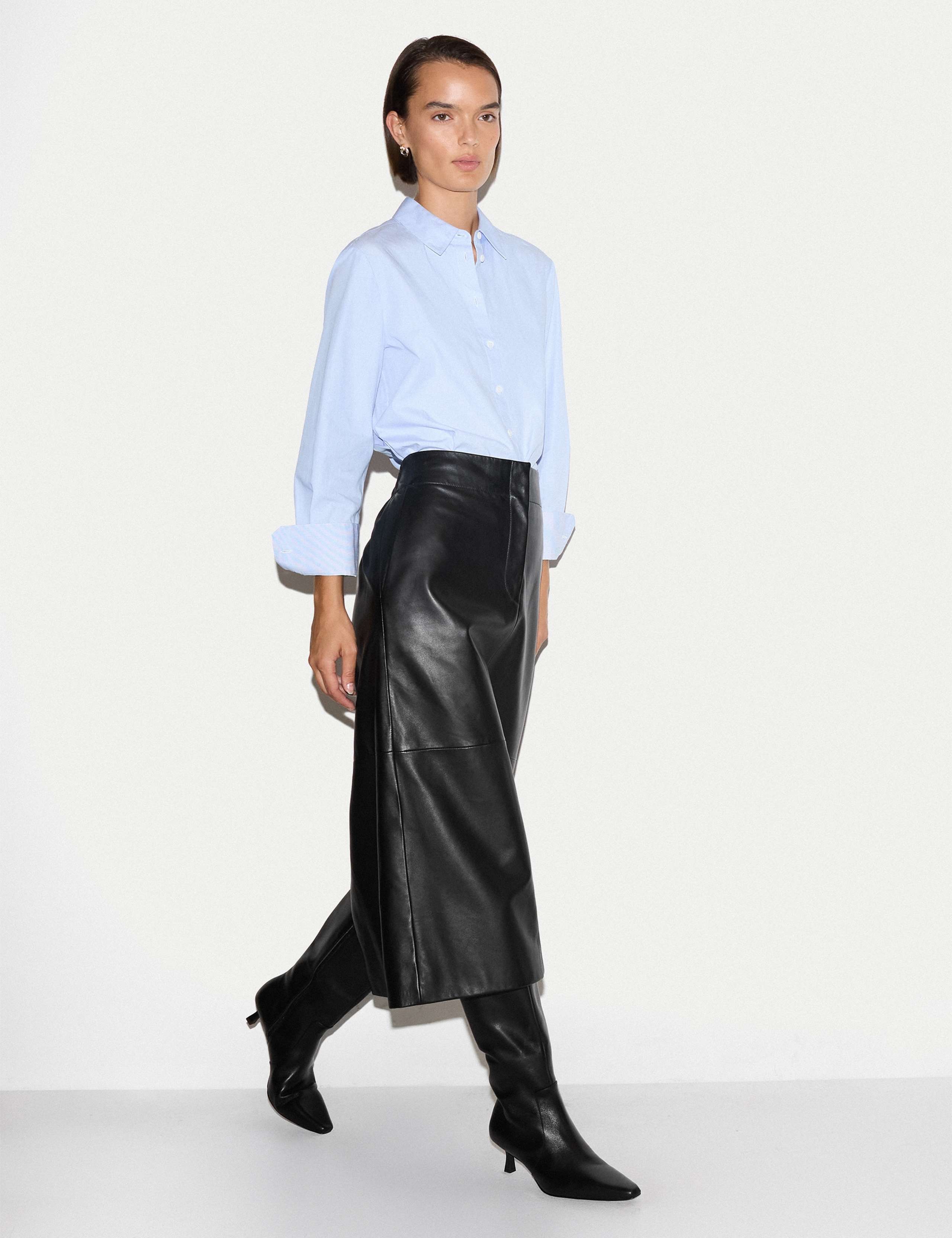 Leather Textured Split Back Maxi Pencil Skirt 5 of 6